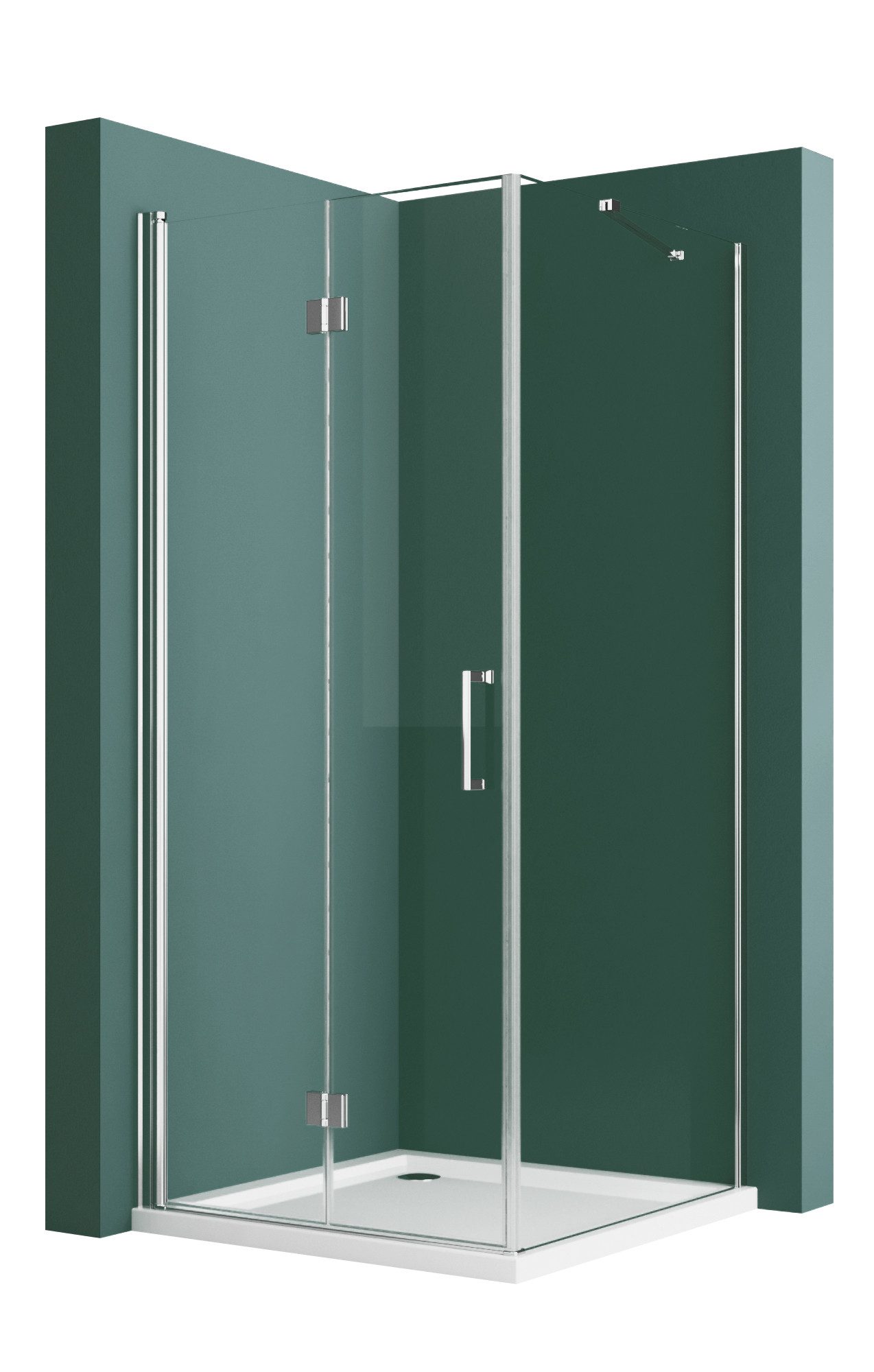 Hopibath Eckdusche Falttür Duschkabine Duschtür faltbar mit Seitenwand H:195cm, BxT: 70x75 cm, 5mm NANO Glas, Scharniertür mit Seitenglas, 70-120 x 75-90 x 195 cm, mit Alu Bodenleiste & Alu Haltestangen