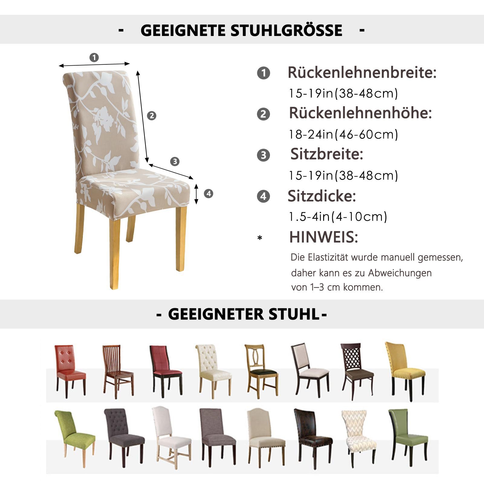 Agger Stuhlhusse Stuhlhussen 4/6er Set Stretch Stuhlbezug, Modernes Muster Abnehmbarer, Waschbar Stuhl Hussen für Wohnzimmer, Esszimmerstühle – Bild 2 von 5