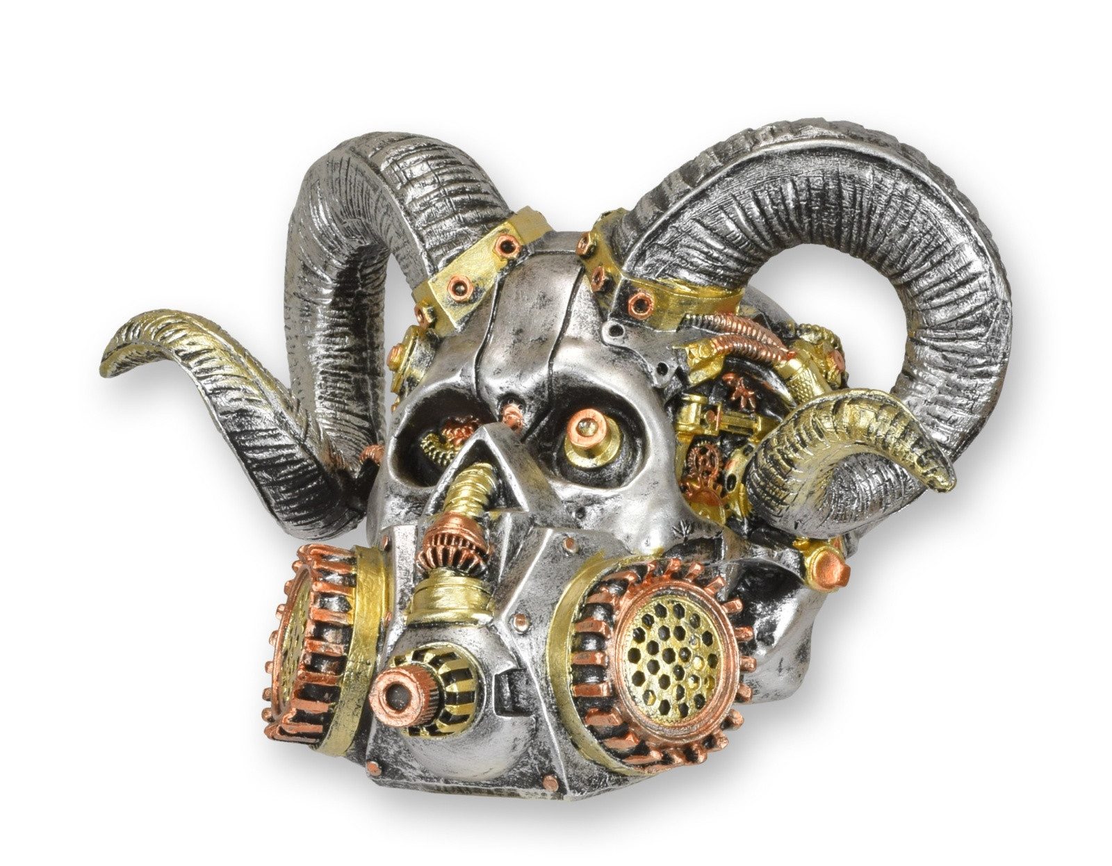 Dekoobjekt Steampunk-Figur Totenkopf Schädel aus Kunstharz Replikat Retro Design