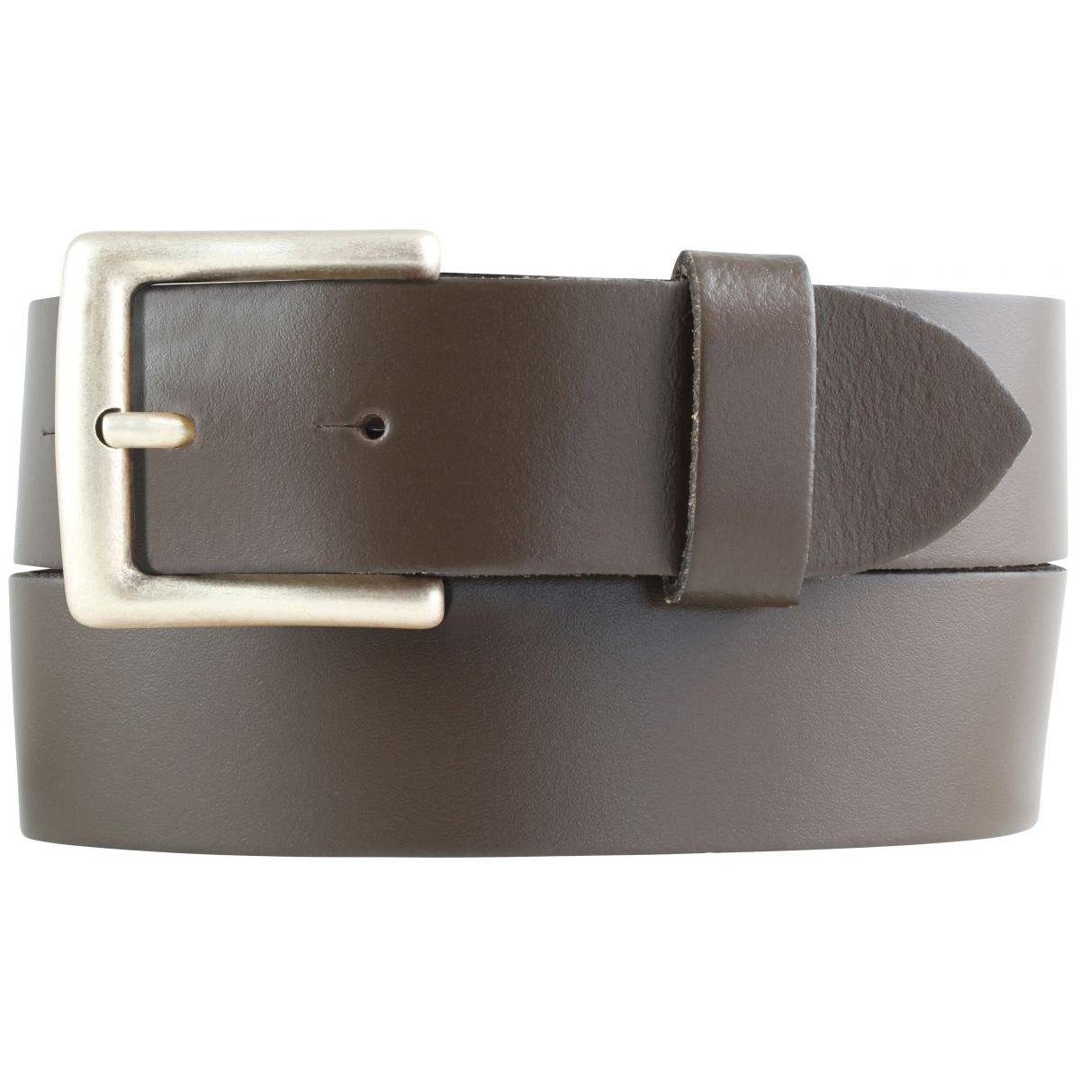 BELTINGER Ledergürtel Gürtel aus 100% echtem Leder mit altsilberner Gürtelschließe 4 cm - Je Braun, Altsilber | Gürtel