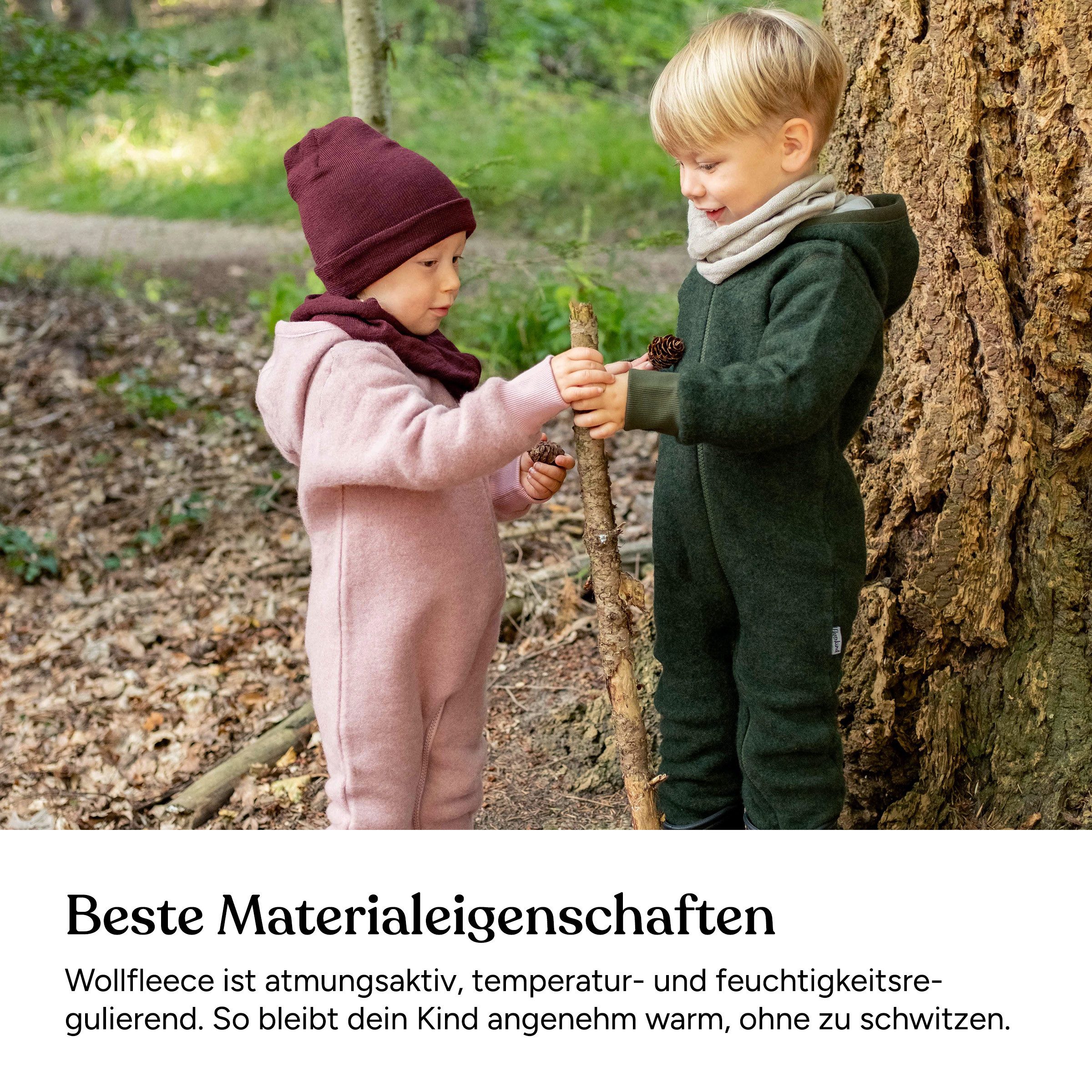 Ehrenkind Fleeceoverall mit Kapuze, Wollfleece aus feinster Merinowolle (100% Bio-Merinowolle, Atmungsaktiv & temperaturausgleichend) Wollfleece-Overall