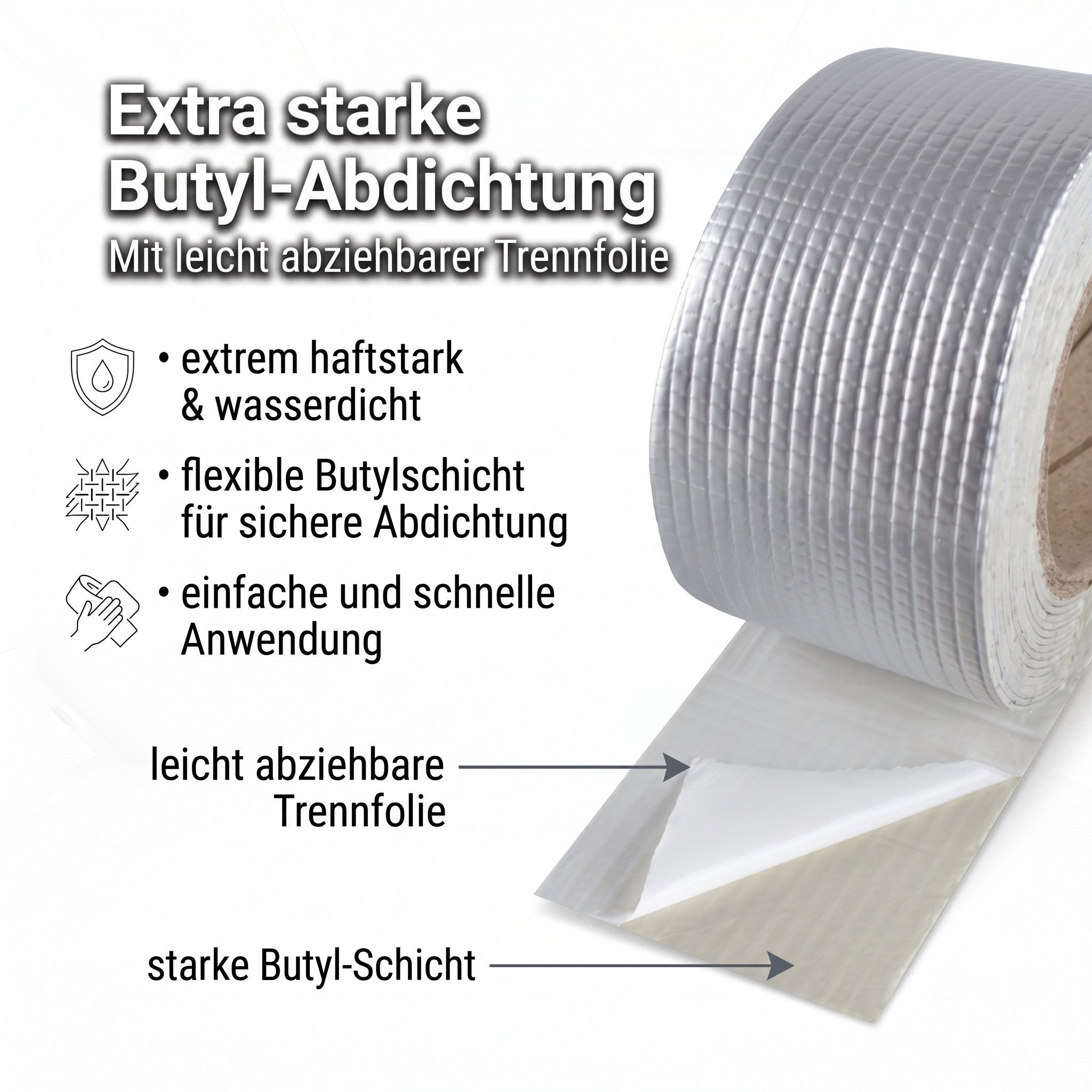 FALINGO Dichtungsband Wasserdichtes Klebeband, Butyl Klebeband für Dach, Wand, Fenster, Rohr, Hohe Klebekraft – Bild 4 von 5