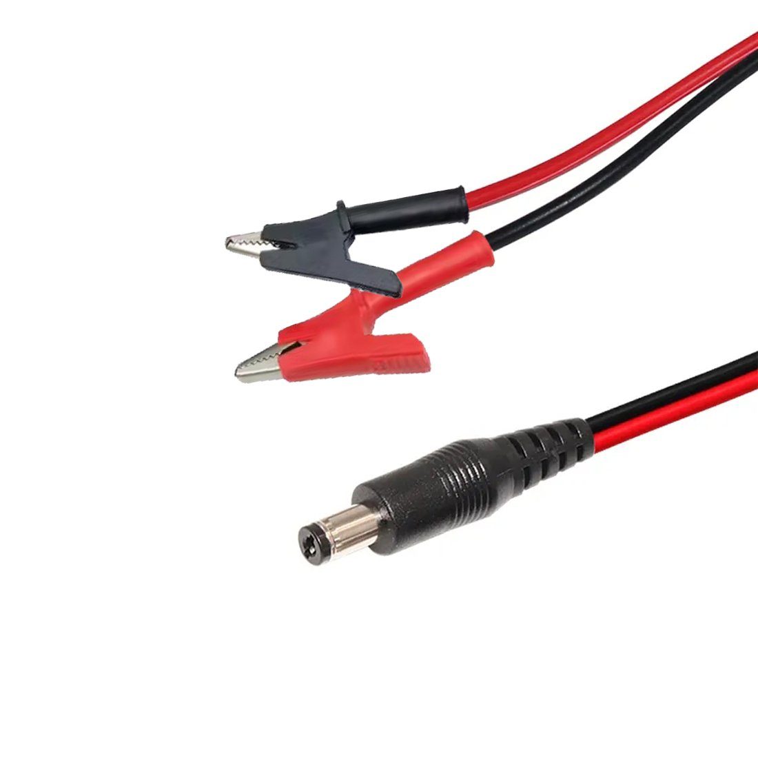 Bolwins G49 5.5x2.1mm Einbaubuchse DC Steckdose Krokodilklemmen Netzteil Kabel Netzkabel, DC Hohlstecker 5,5 x 2,1 mm (Außen 5,5 mm / Innen 2,1 mm), 2x Krokodilklemmen, rot für Pluspol, schwarz für Minuspol (36 cm), Farbcodierte Krokodilklemmen, einfache DIY-Stromversorgung