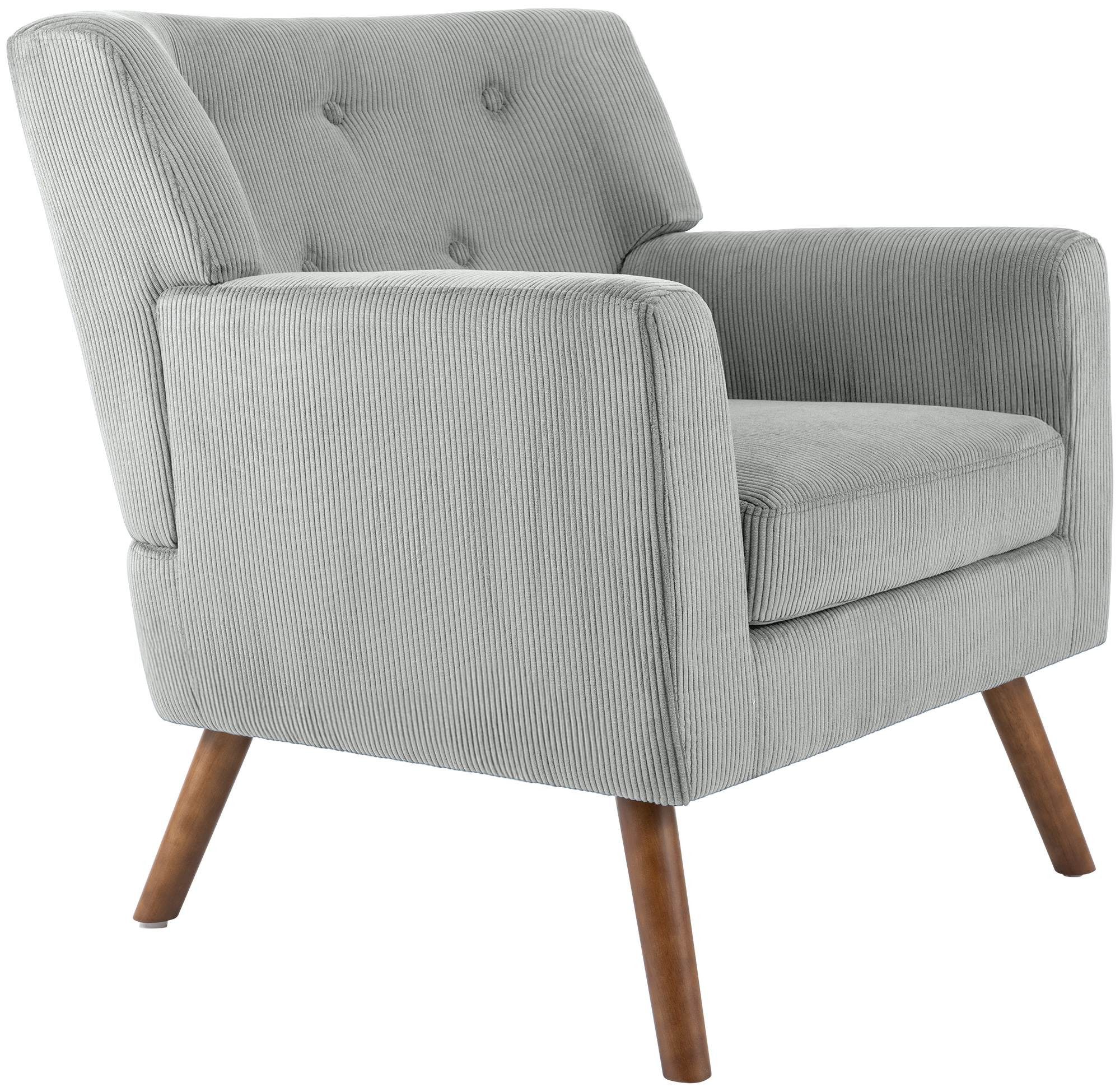 CLP Loungesessel Kioni (1er), Cordbezug, Kautschukholz, bis 150 kg belastbar