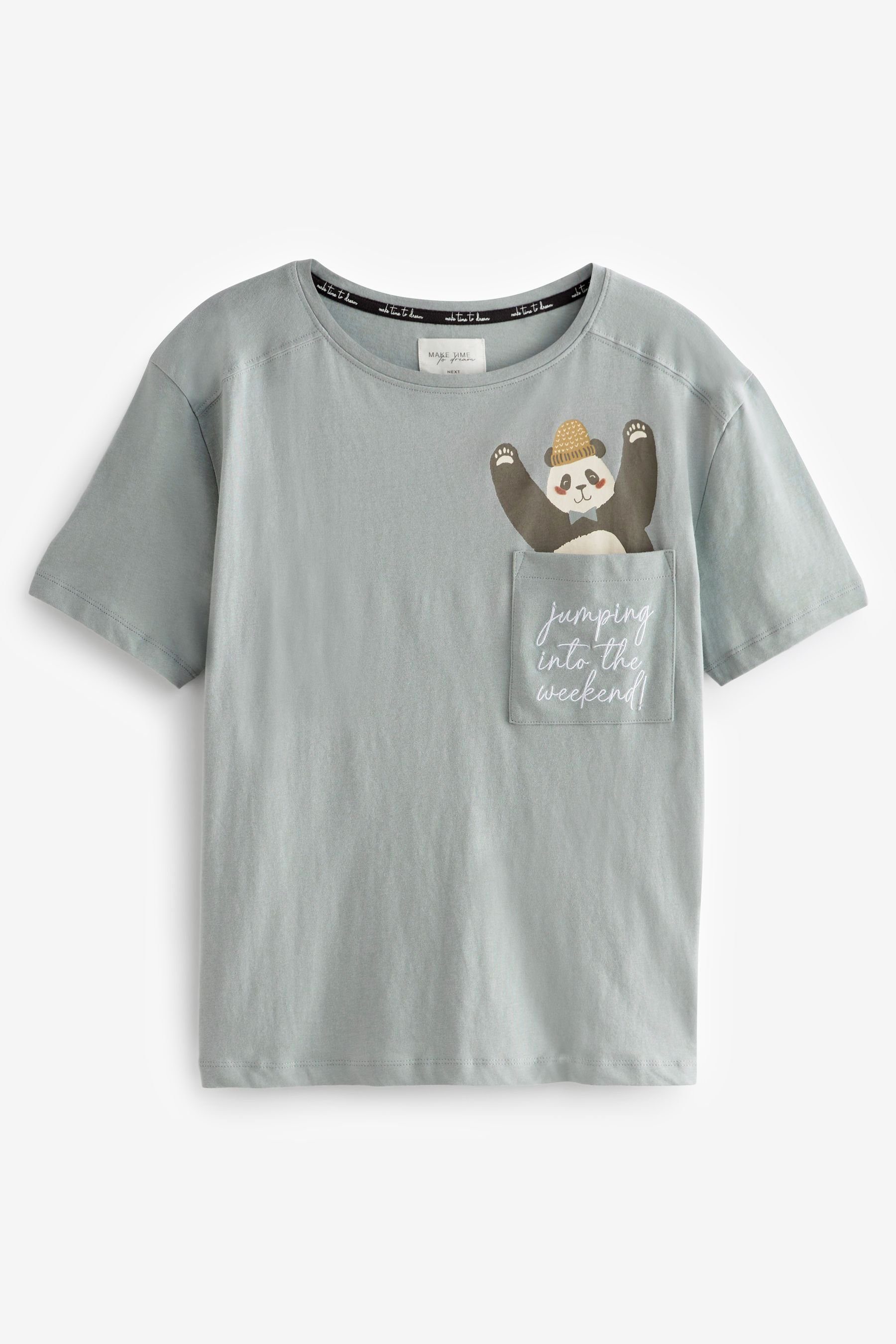 Next Baumwoll-Pyjama Pyjama (2 tlg) Kurzärmeliger Panda Natural Ecru