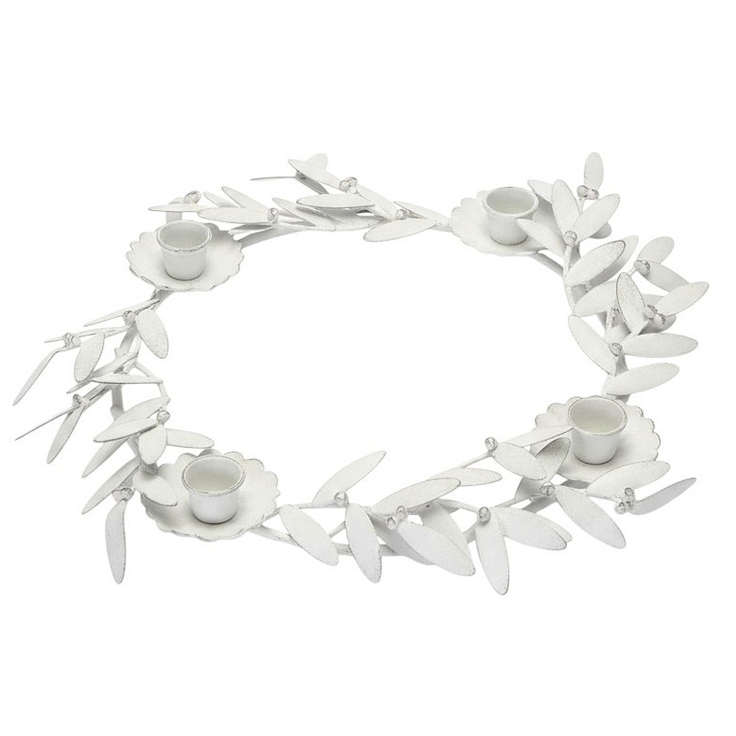 Macosa Home Adventskranz Blätter Creme Shabby Metall 35 cm Landhaus, Advent günstig online kaufen