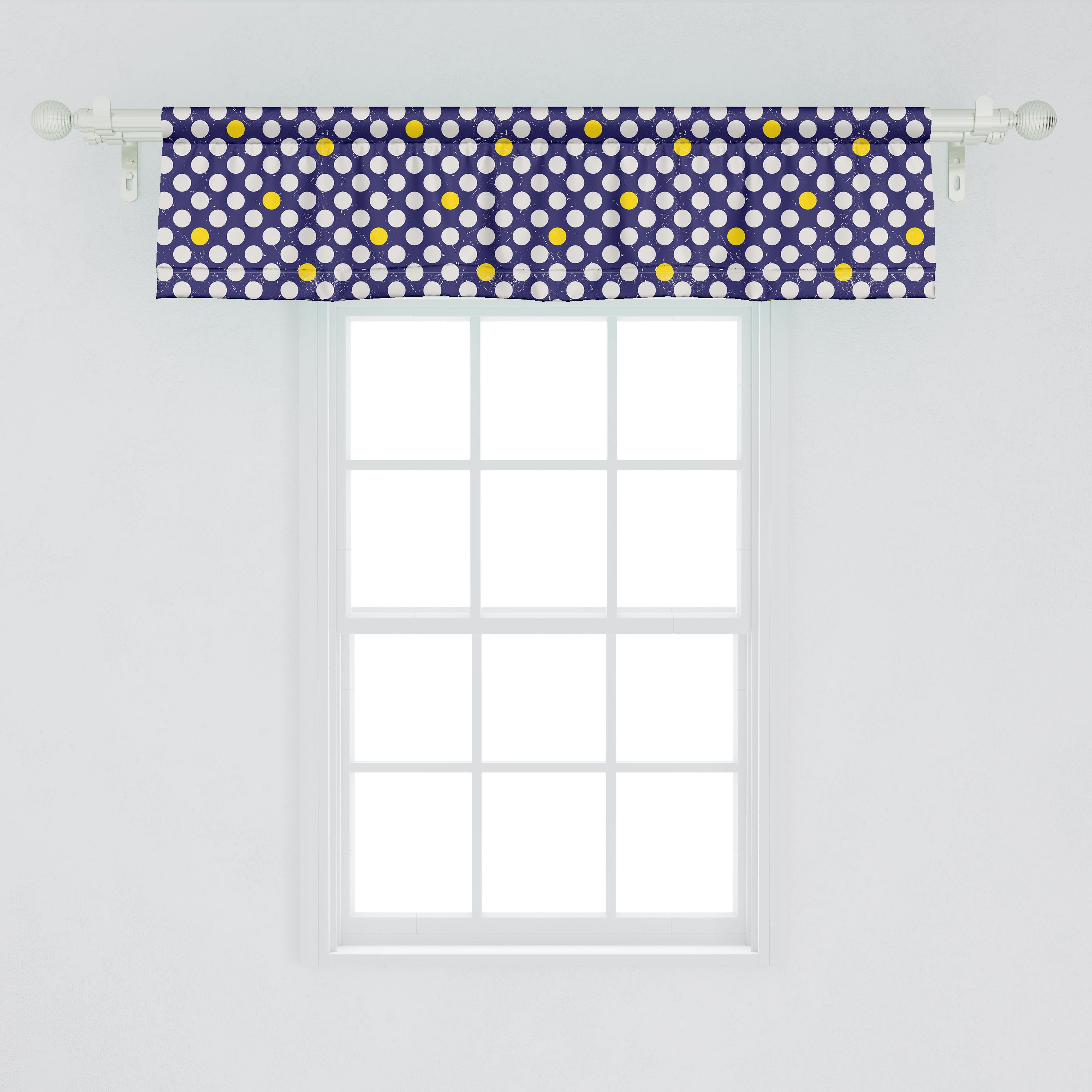 Scheibengardine Vorhang Volant für Microfaser, Abakuhaus, Küche Grunge-Punkte Dekor Punktmuster mit Schlafzimmer Stangentasche, Abstrakte