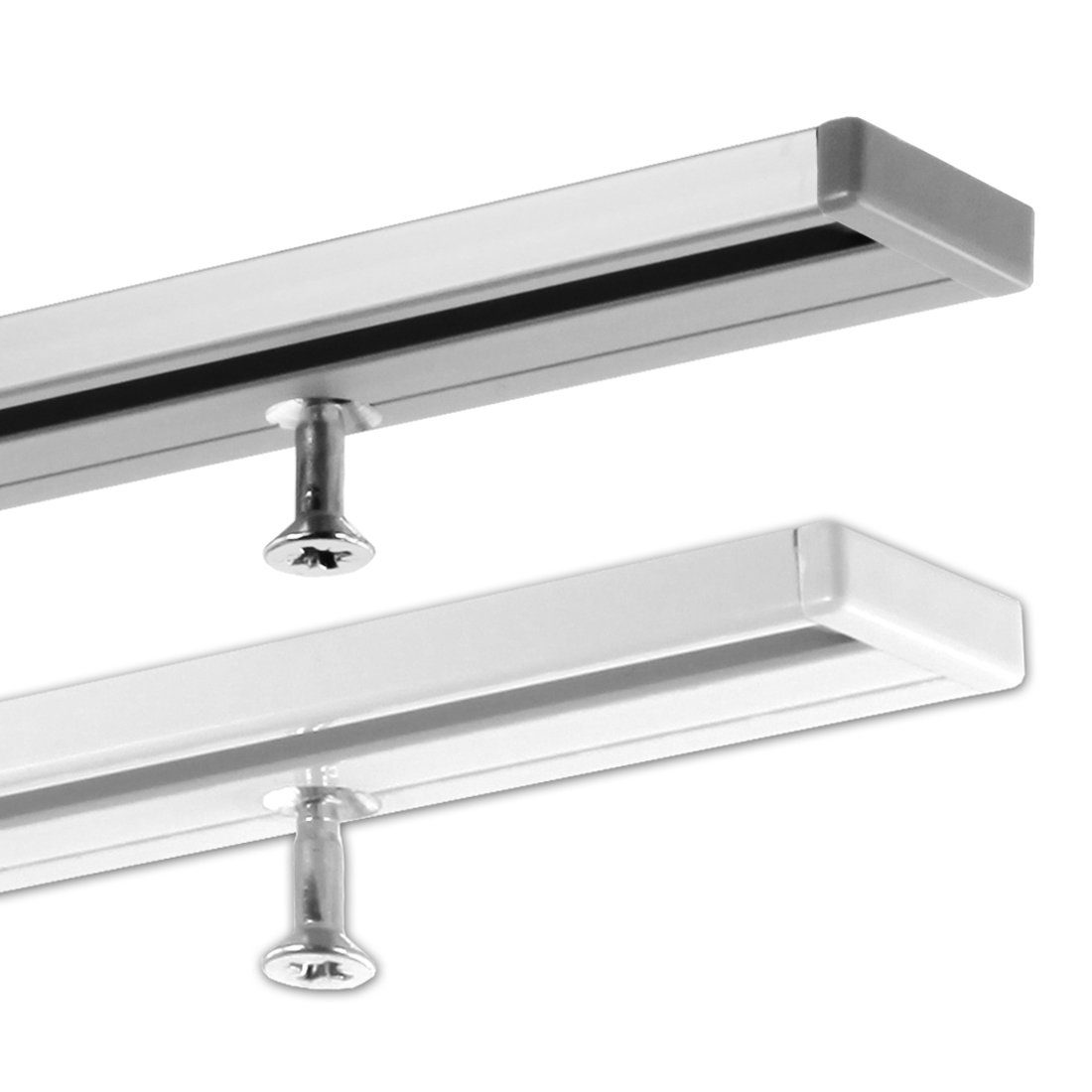 SN DECO Objektschiene SC Set – 1-läufig, Chrom-matt, Innenlauf, Vorhangschiene, Deckenmontage, NEU