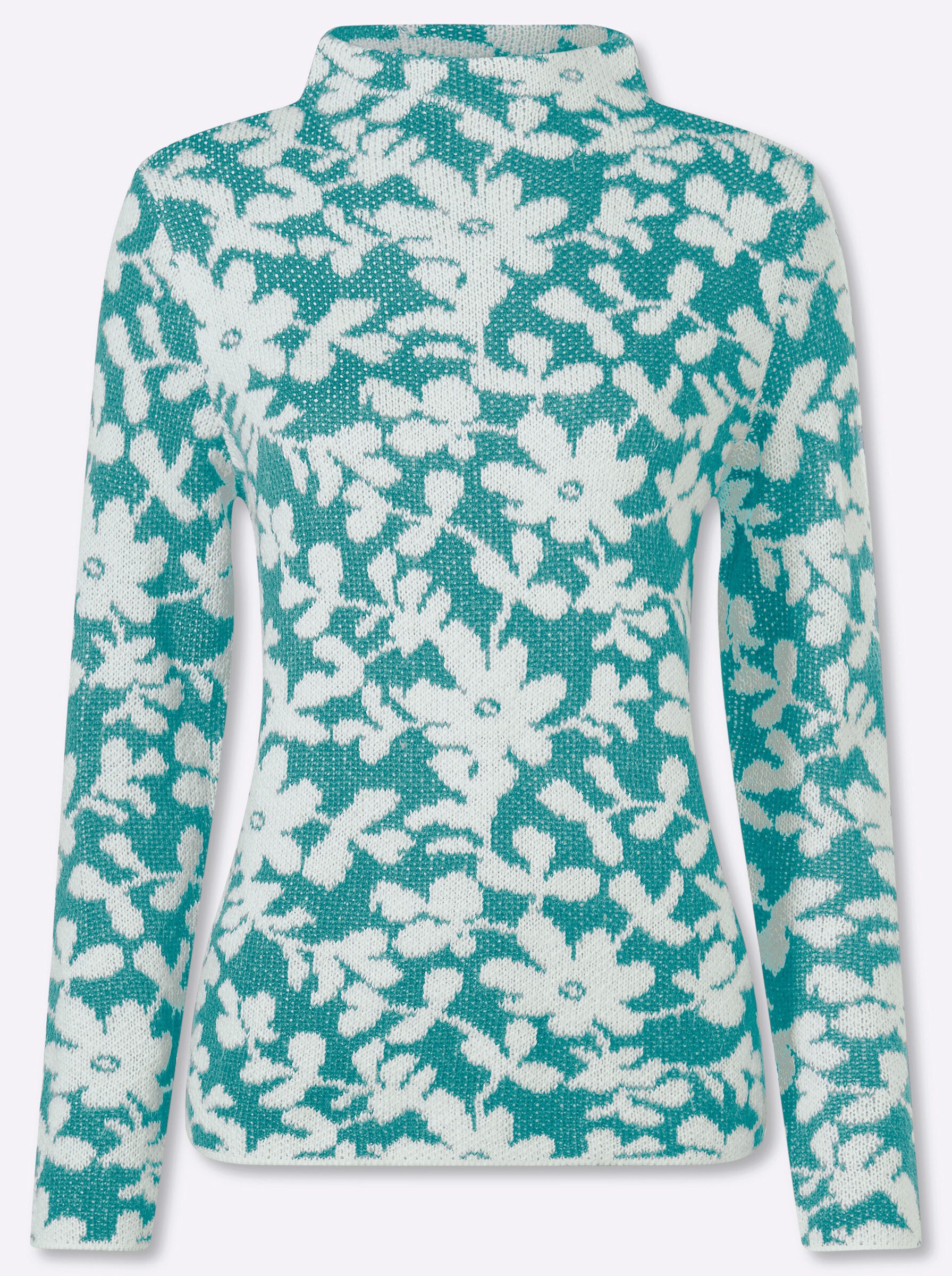 Strickpullover Jacquard-Pullover Langarm Jacquard