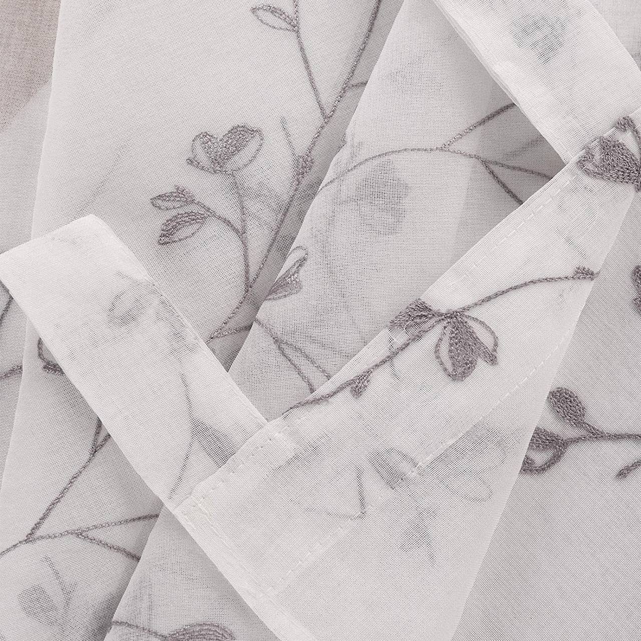 Woltu Gardine (2 St), halbtransparent, Blumen Stickerei mit Schlaufen Leine günstig online kaufen