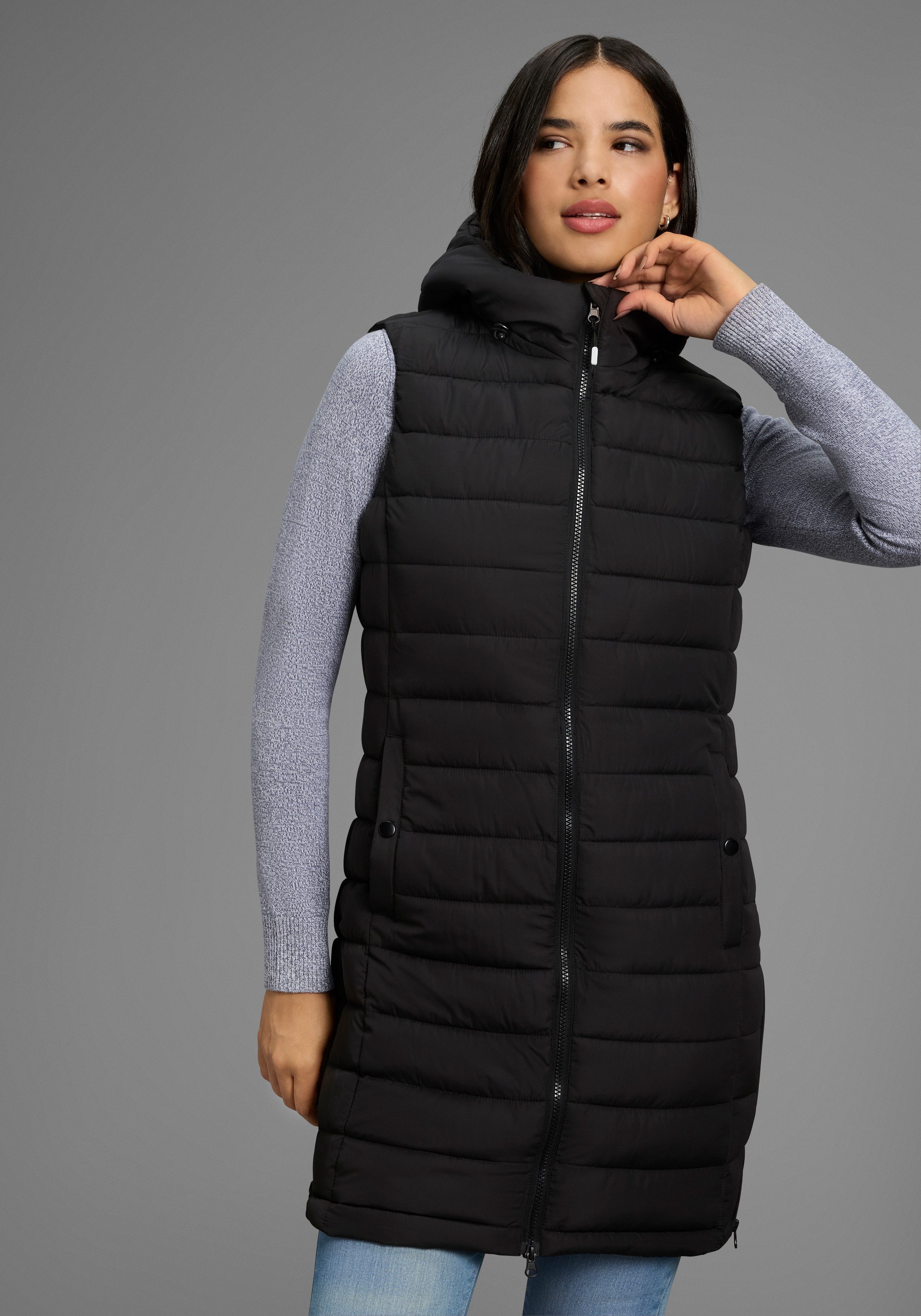 KangaROOS Longweste Wattiert, mit Reißverschluss-Schlitzen günstig online kaufen