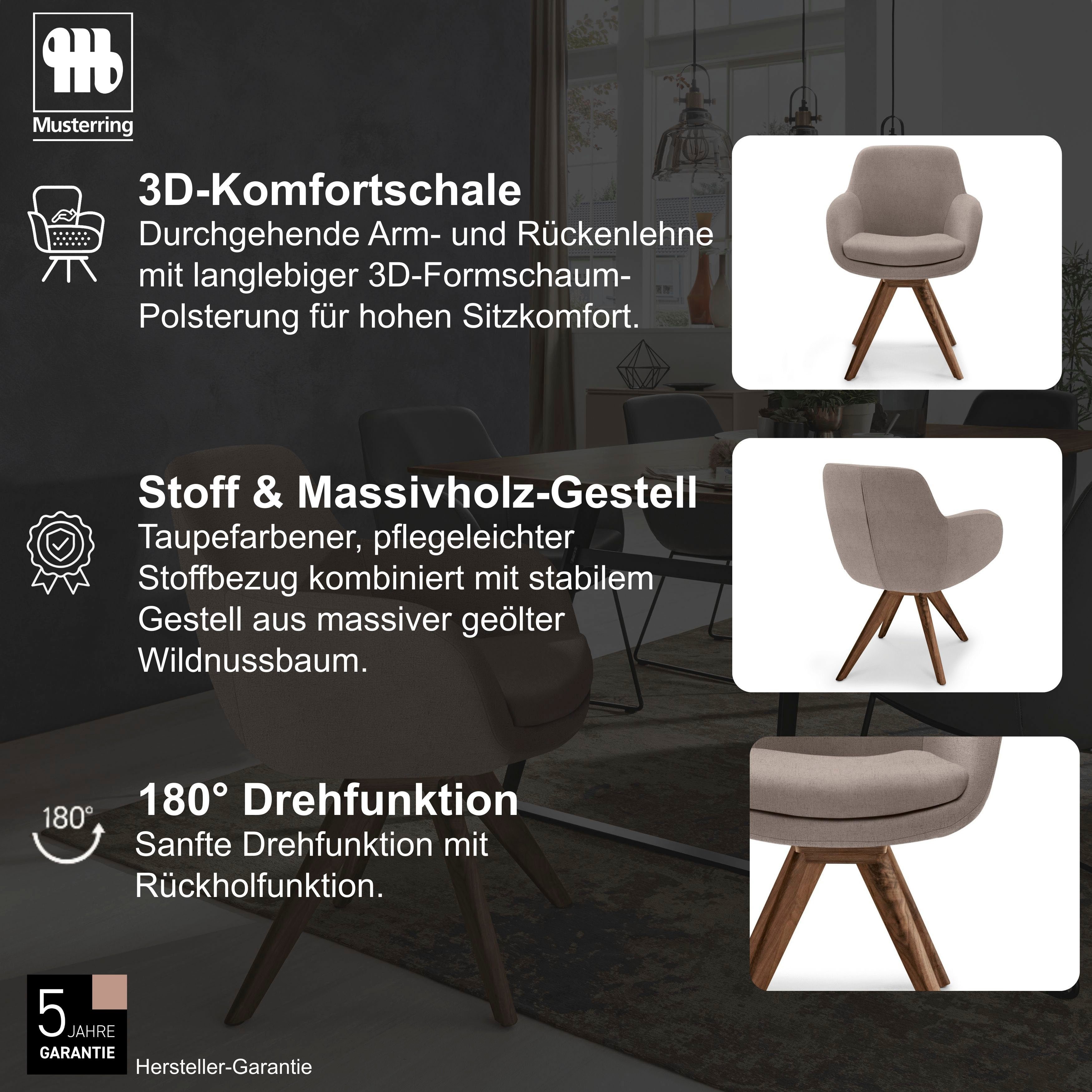 Musterring Esszimmerstuhl Tavia (Set, 2 St), Stativgestell Wildnussbaum, Drehfunktion optional, diverse Farben