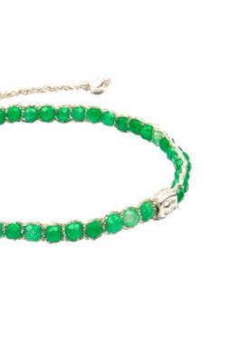 SAMAPURA Armband Grünes Jade Armband, Silber Faden