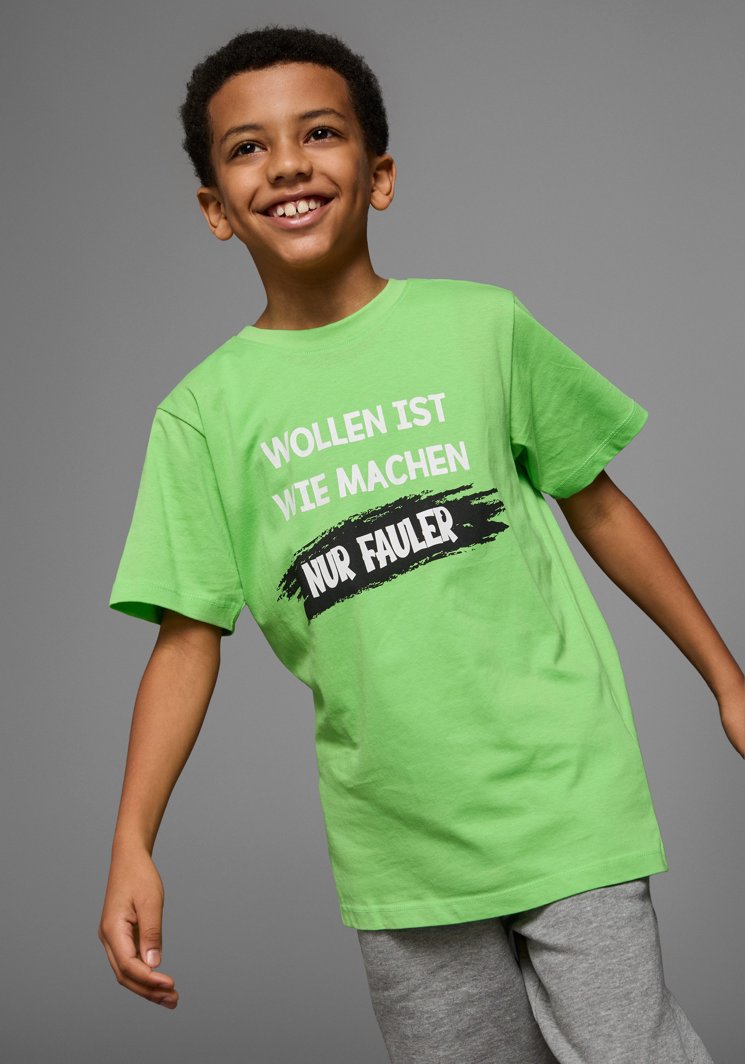 KIDSWORLD T-Shirt Mit Spruch: WOLLEN IST WIE MACHEN.... Kurzarm, Basic-Passform, bedruckt, Rundhalsausschnitt