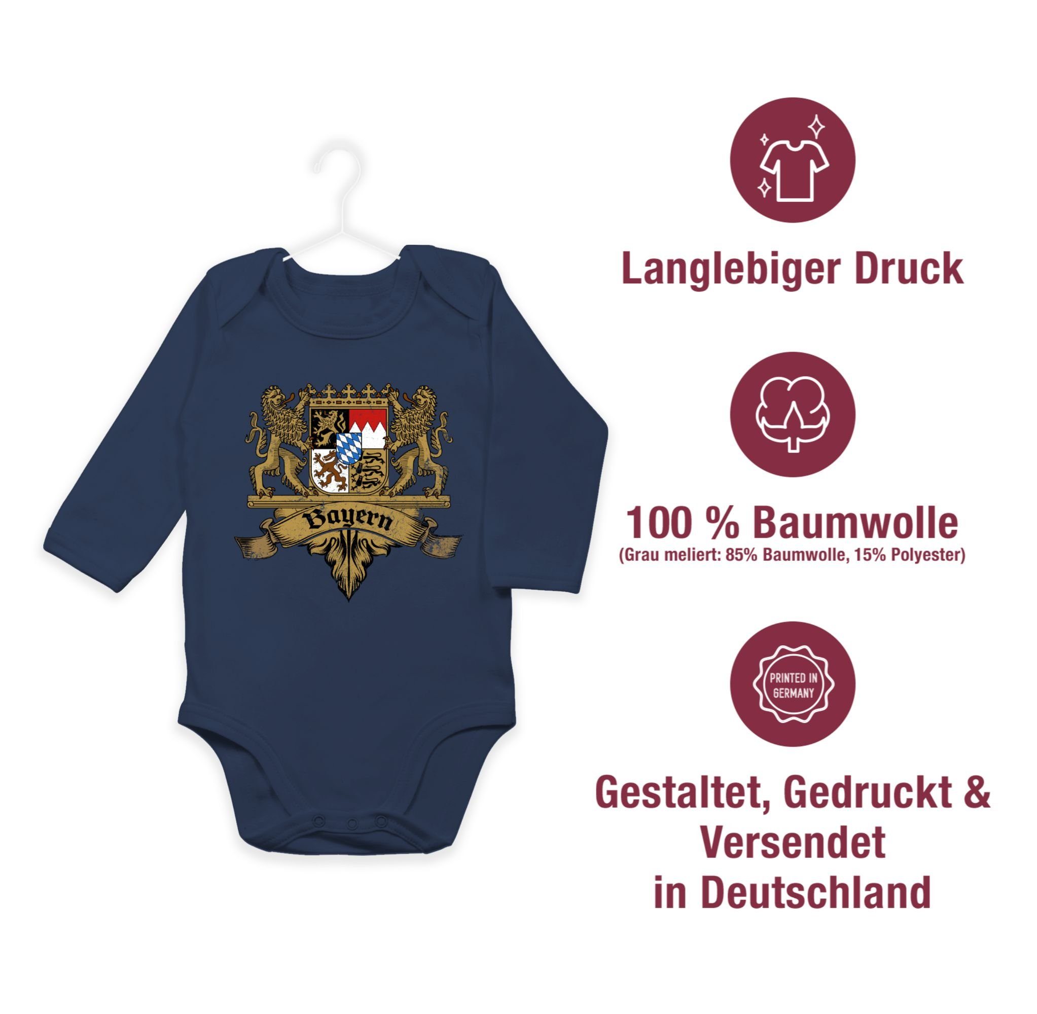 Bayern Shirtbody für Shirtracer Mode Oktoberfest Bayernland Blau Navy Outfit Freistaat 1 Baby Wappen Bayern