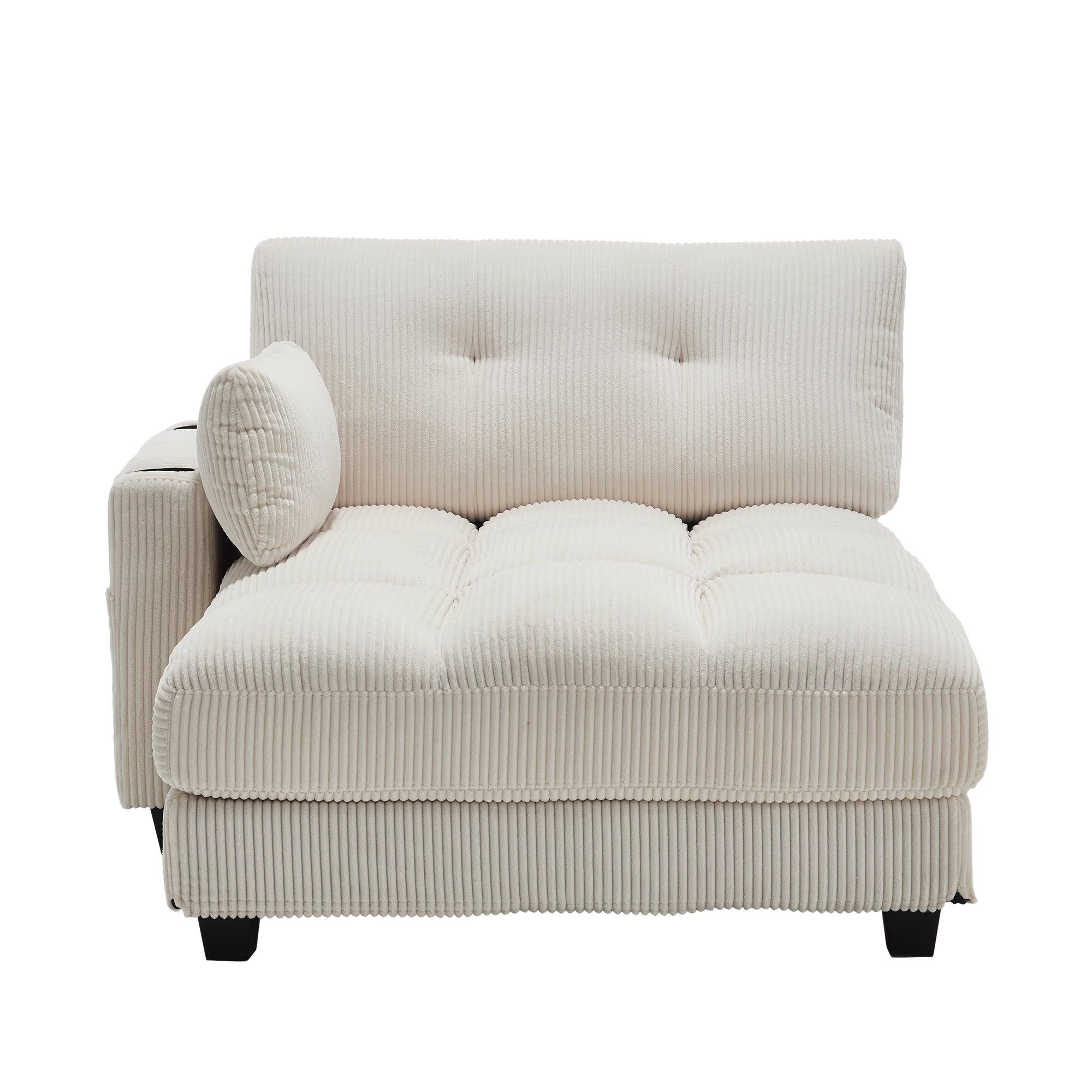 BlingBin Loungesofa Palmensessel Einzelsofa Loungesessel Freizeitsofa, Sofa 1 Teile, Armlehnen mit Rollokissen, Kopfstützen, Getränkehaltern, Seitentasche