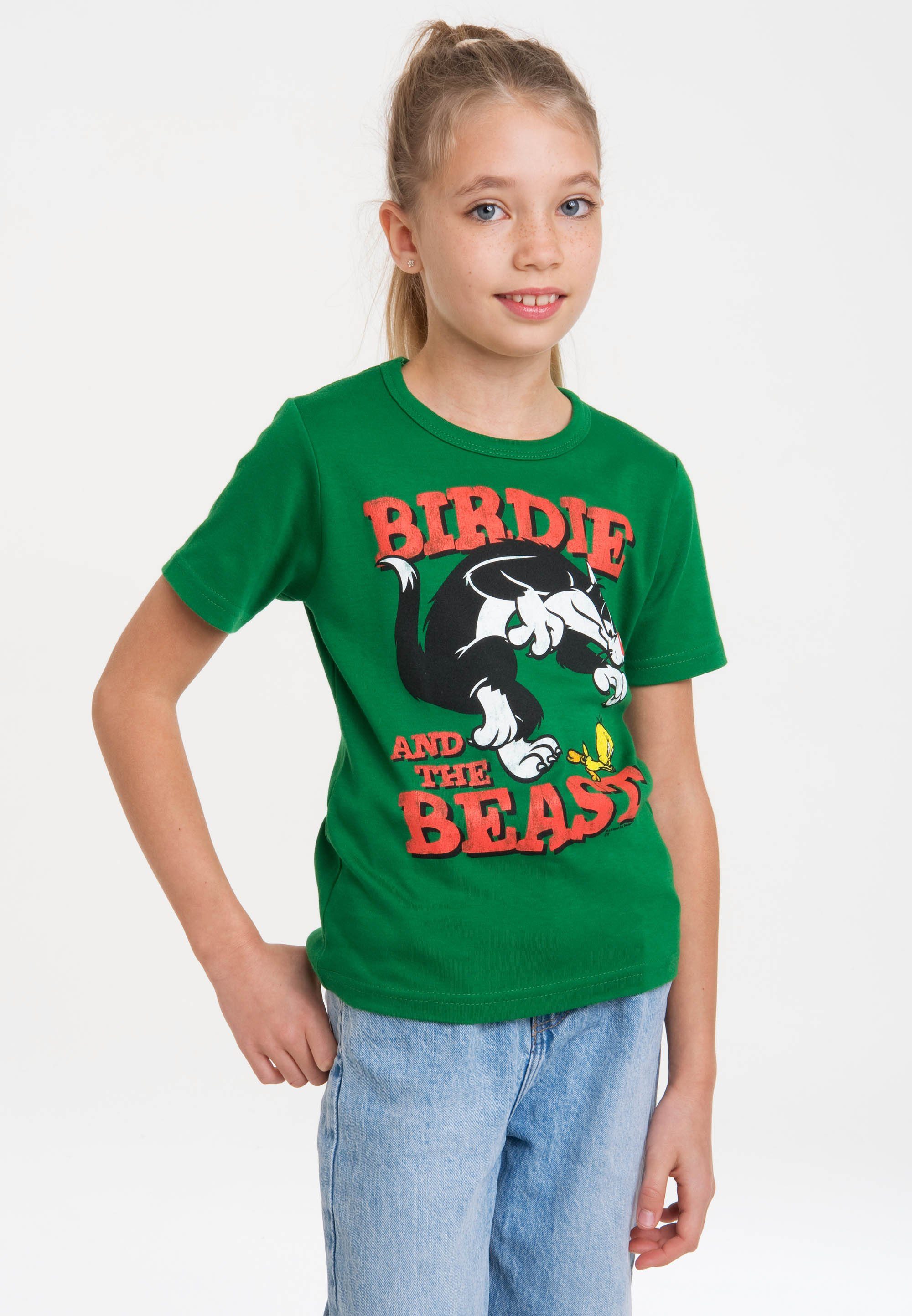 LOGOSHIRT T-Shirt Looney Tunes - Sylvester & Tweety mit lizenziertem Print