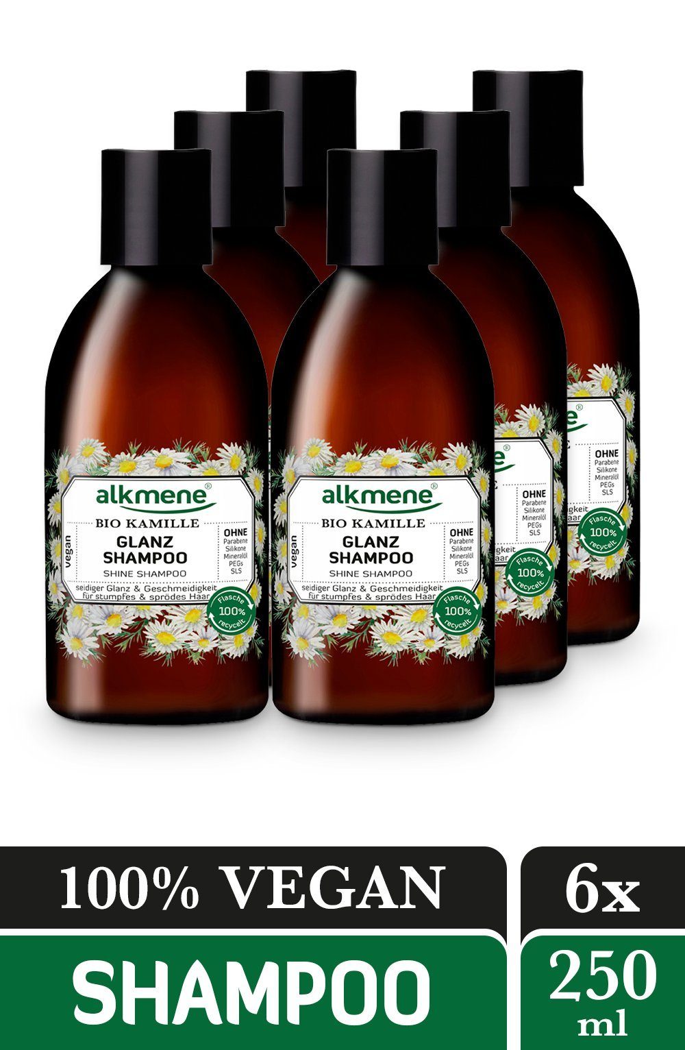 alkmene Haarshampoo 6x Glanz Shampoo Bio Kamille - Haarshampoo Shampoo Haarpflege, 6-tlg.