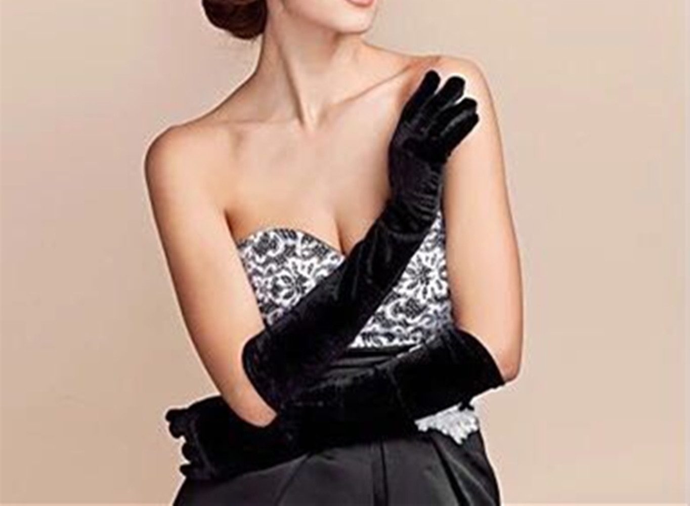 XDeer Abendhandschuhe 2 Stück Lange Handschuhe Damen Schwarz, Braut Hochzeitshandschuhe Abendessen Handschuhe