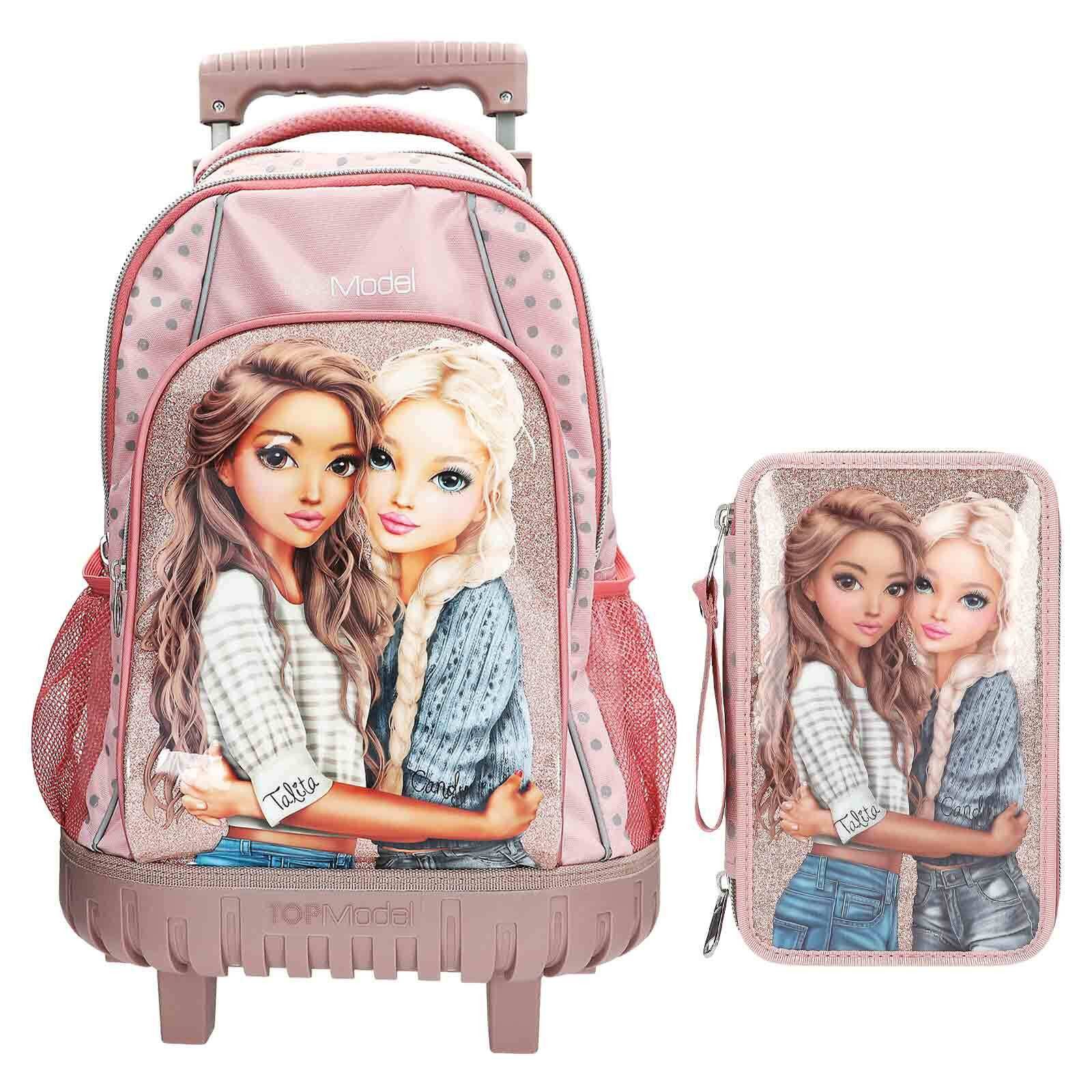 Depesche Kinderrucksack TOPModel Schul-Set Trolley DOTS 2er Set (1x Schulrucksack, 1x Federmäppchen, 2-tlg)