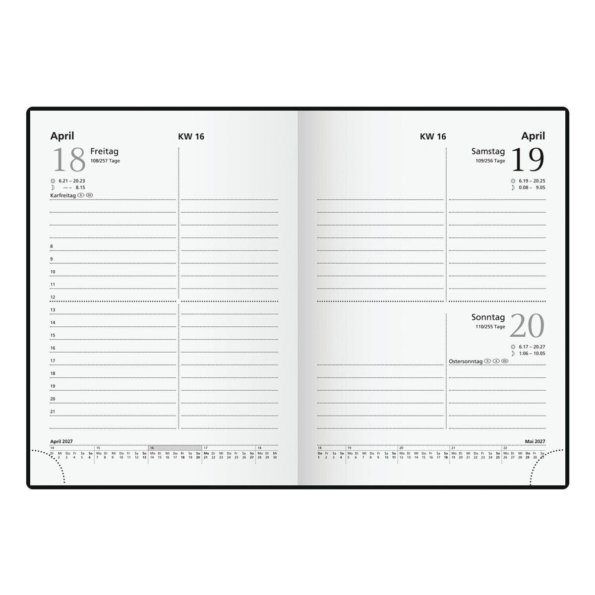 GLOCKEN Taschenkalender, für 2027, 1 Seite = 1 Tag, Zeitspanne: 8 - 21 Uhr