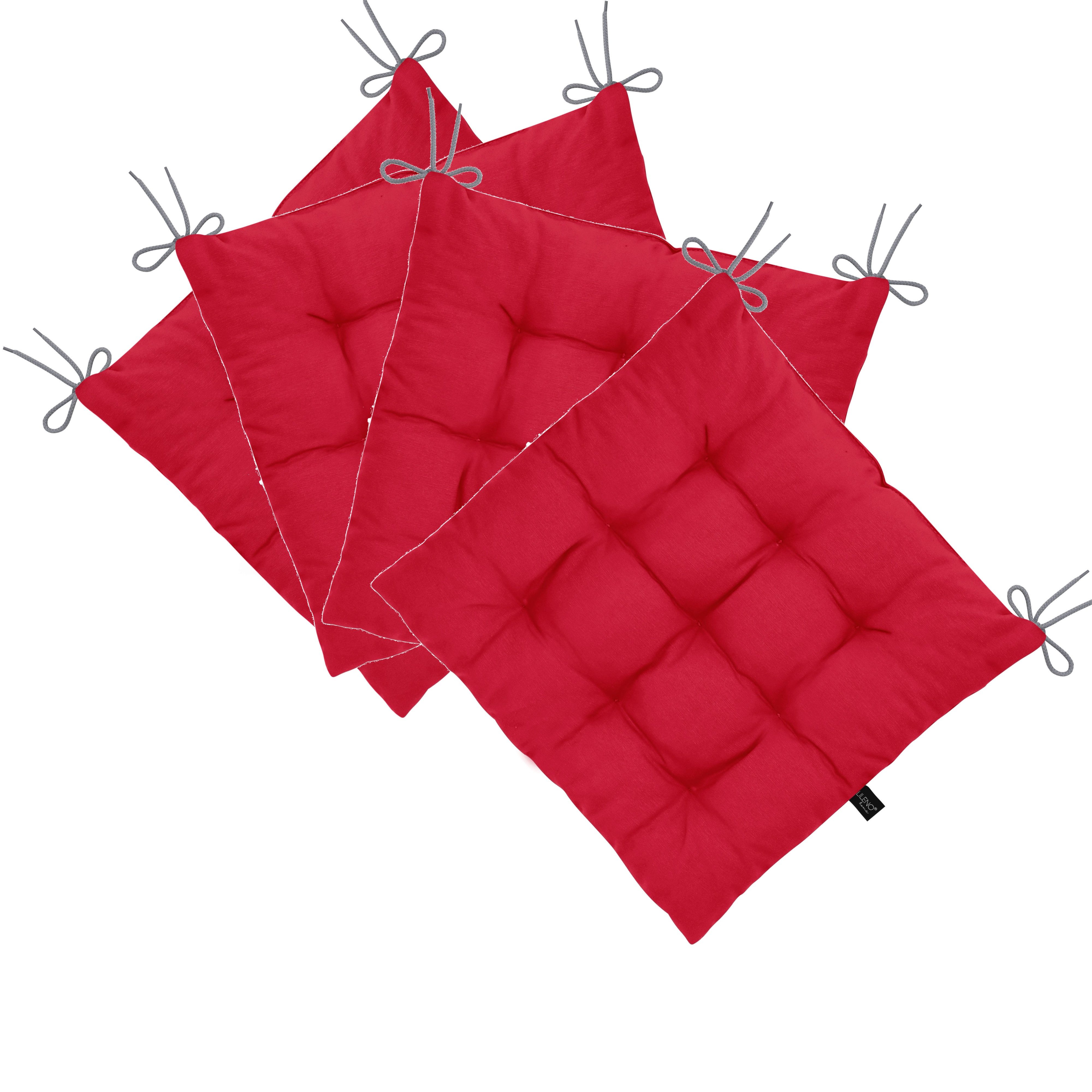 LILENO HOME Stuhlkissen Sitzkissen für Gartenstuhl, Küchenstuhl oder Esszimmerstuhl 40x40x6 cm, Bequeme Indoor u. Outdoor Stuhlauflage als Stuhl Kissen Rot