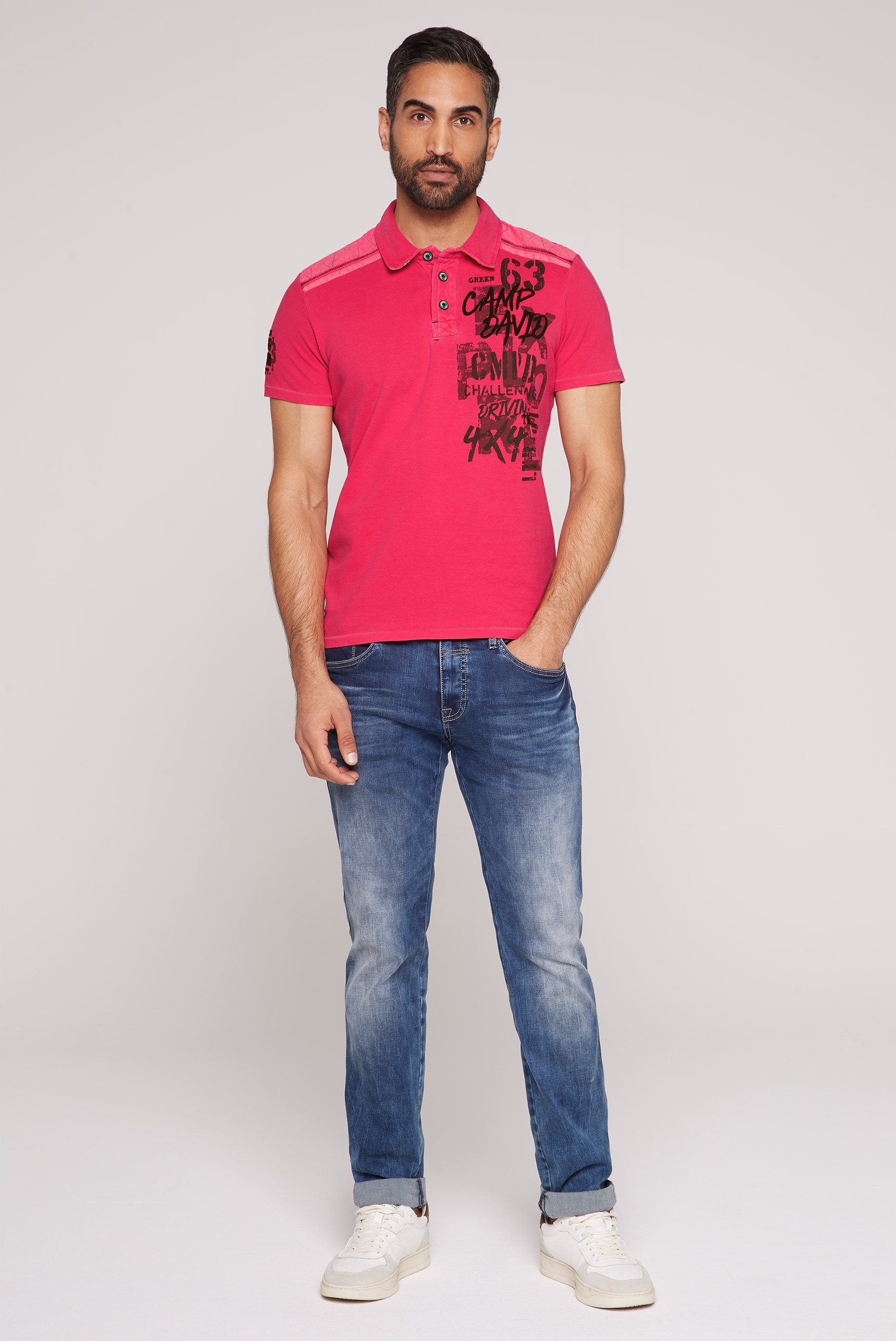 mit Vintage-Waschung Poloshirt DAVID CAMP