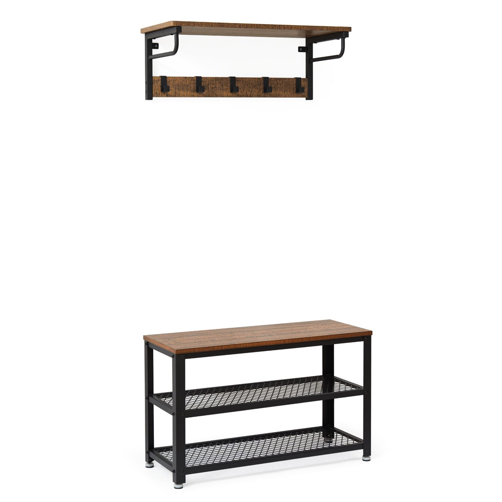 Mondeer Garderoben-Set (Set, 2-St), Wandregal und Schuhregal, Braun und Sch günstig online kaufen