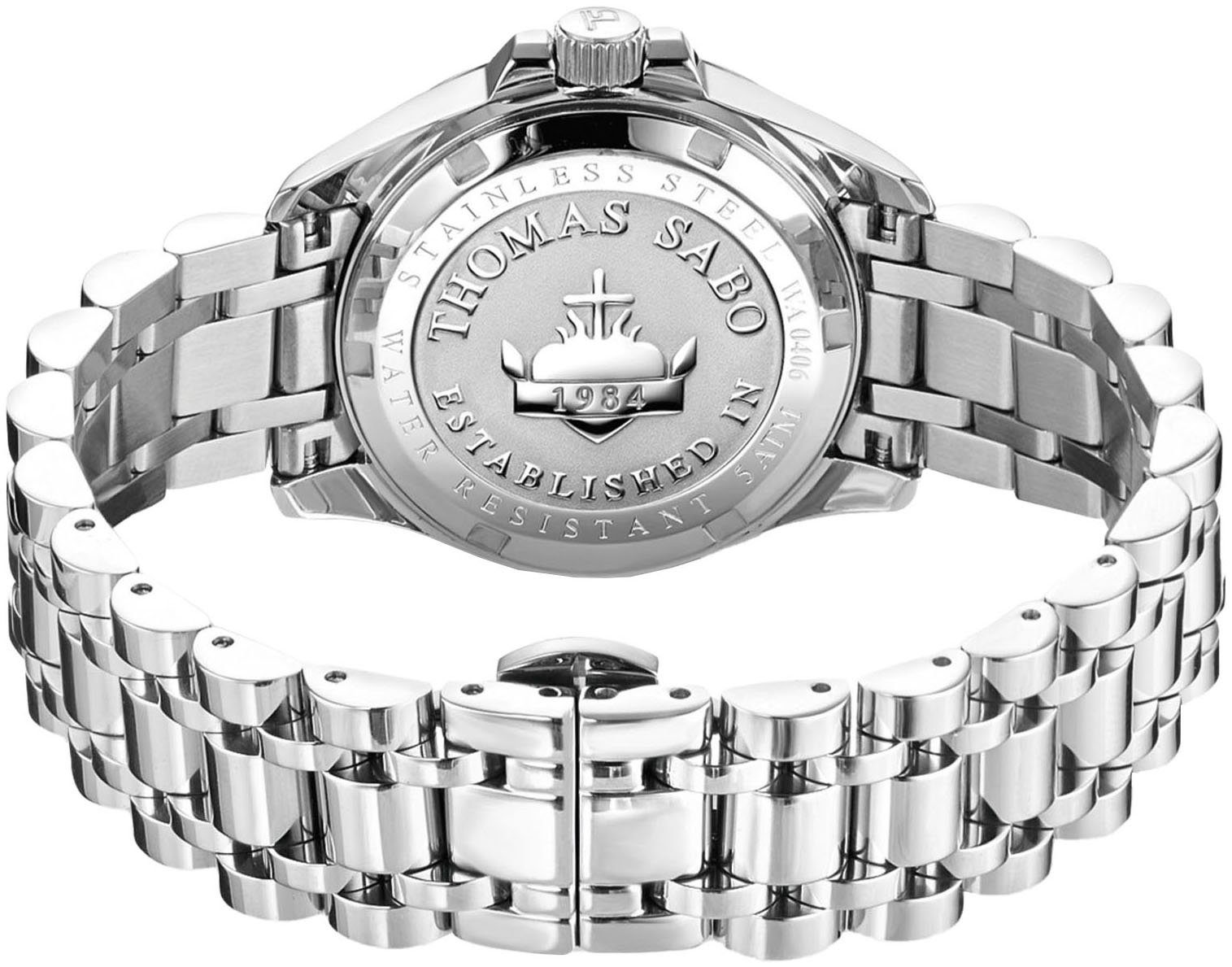 THOMAS SABO Quarzuhr DIVINE WA0406-201-203-33 MM, Armbanduhr, Damenuhr, Datum, Mineralglas mit Saphirbeschichtung