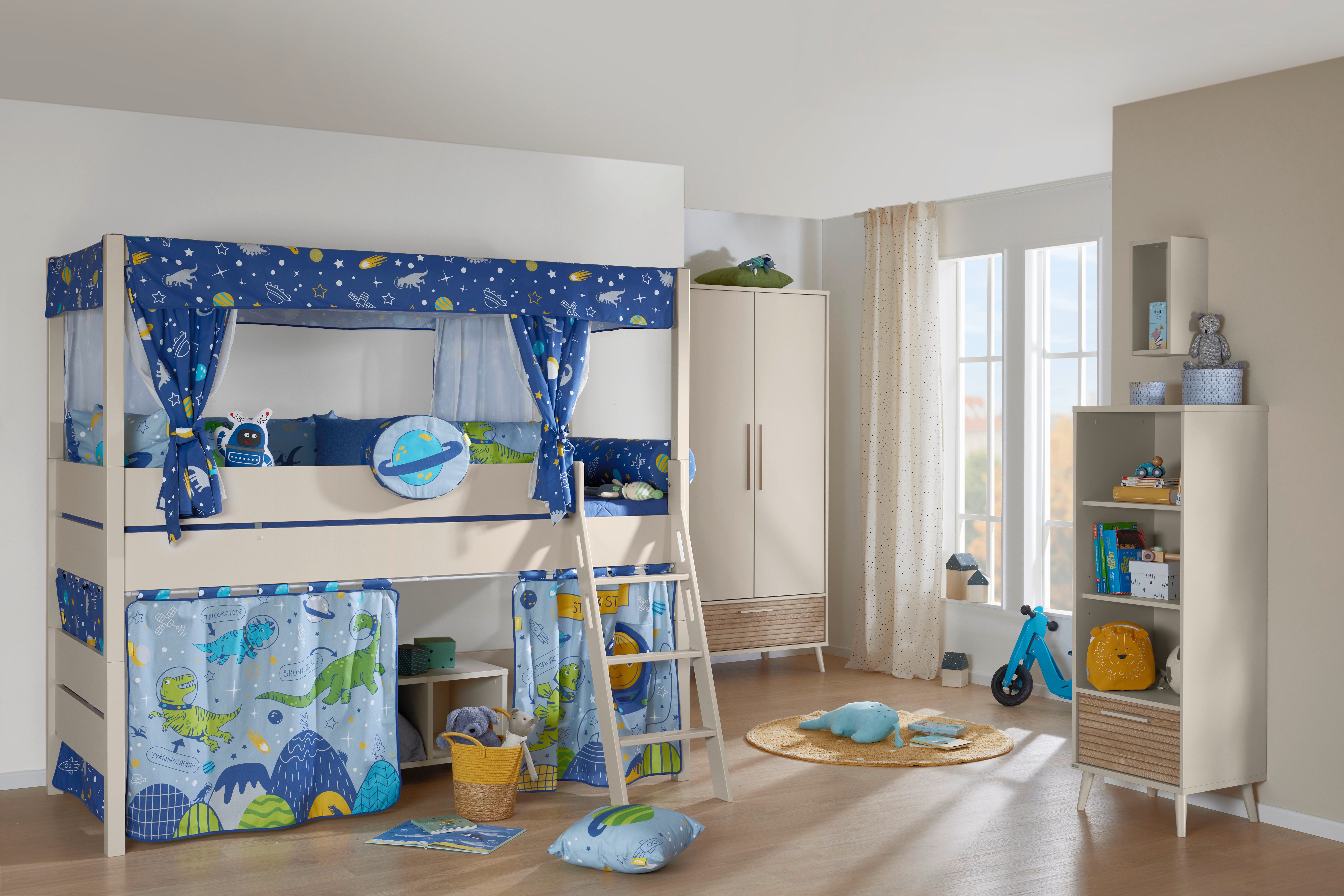 PAIDI Spielbett TIAGO in verschiedenen Größen und Farben, mit Leiter (Höhe 120 / 160 cm, 120 kg Tragkraft, 5 Jahre Garantie), Rausfallschutz, geprüfte Sicherheit, umbaubares Bett mit Massivholz