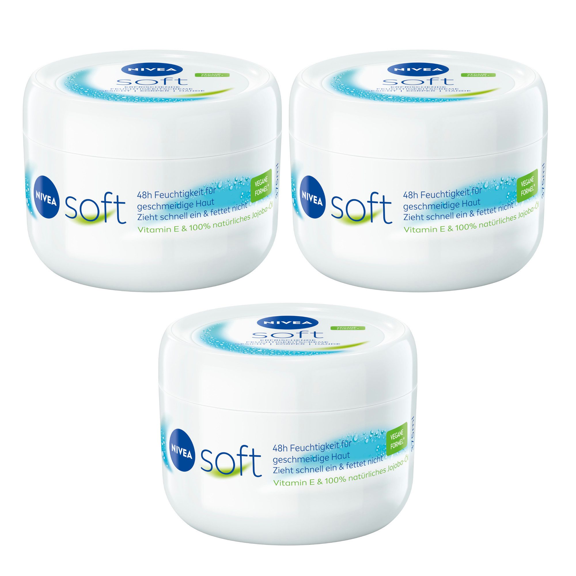 Hautcreme Soft 3 x 375ml 48h intensive Feuchtigkeit Vegane Formel