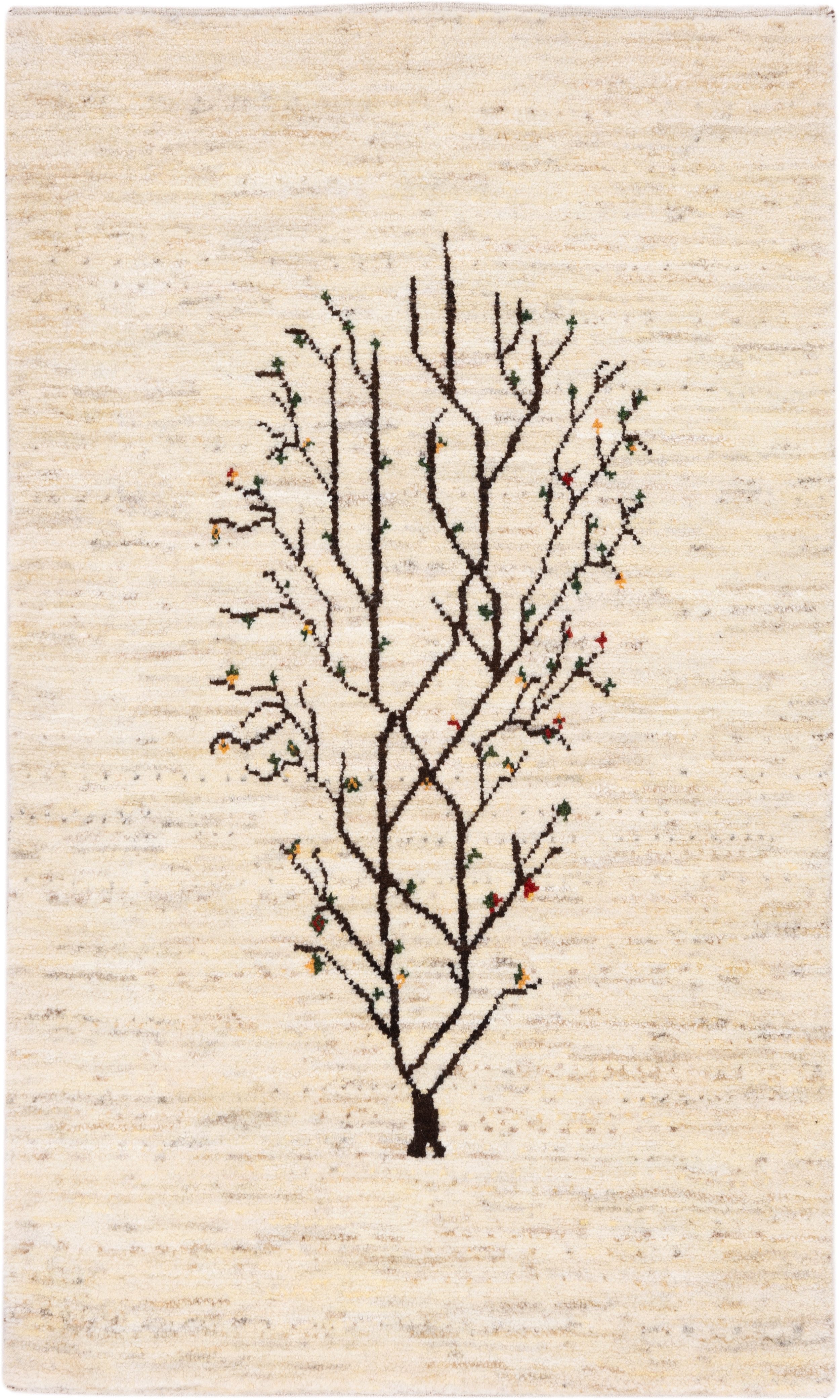 CABBEL Wollteppich Premium Perser Gabbeh Teppich Beige 82x135 cm, Rechteckig, Höhe: 20 mm, Handgeknüpftes Unikat aus 100% Wolle – langlebig und natürlich