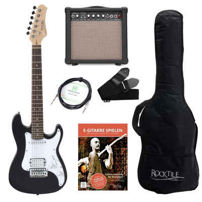 Rocktile E-Gitarre Sphere Junior elektrische Gitarre für Kinder, inkl. Verstärker, Kabel, Gurt und Schule mit CD/DVD