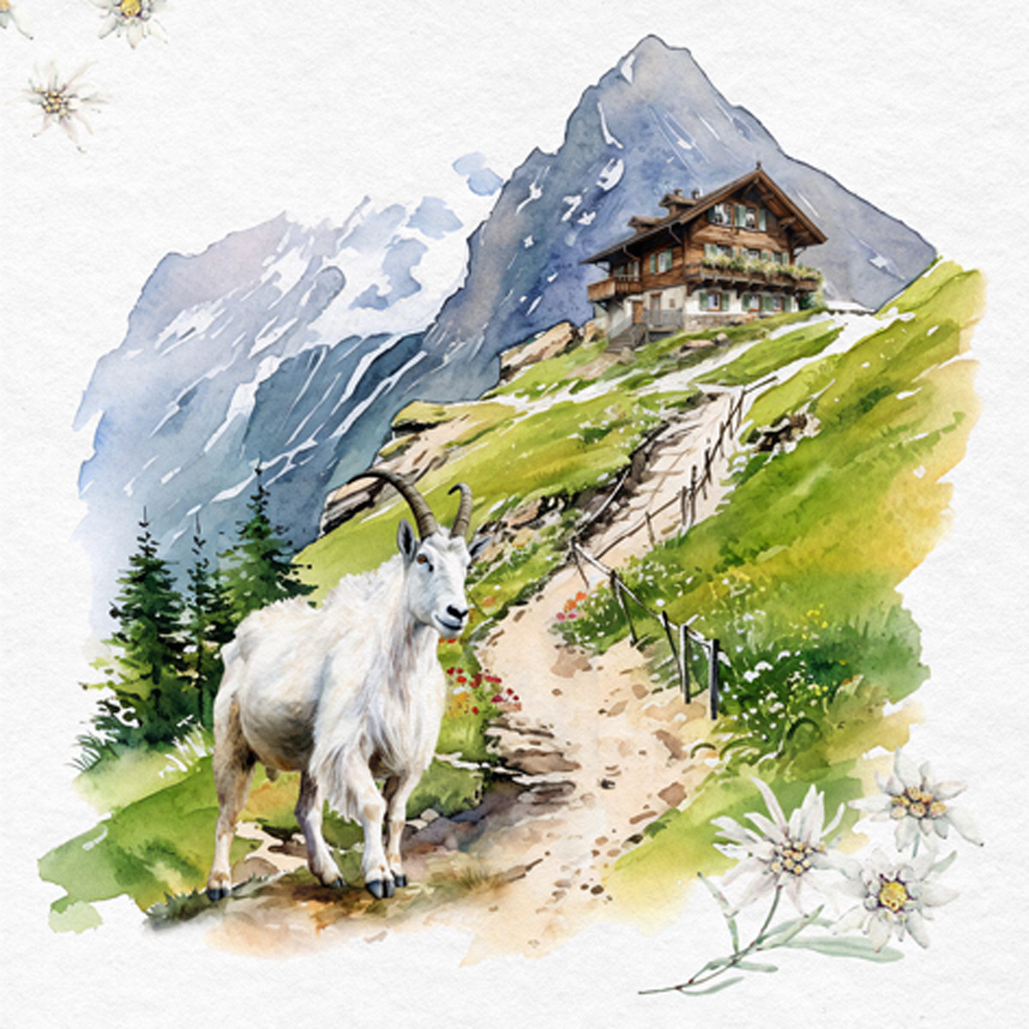 ti-flair Papierserviette, Servietten Papier 33x33cm 3-lagig Ziege auf der Alm 20 Stück