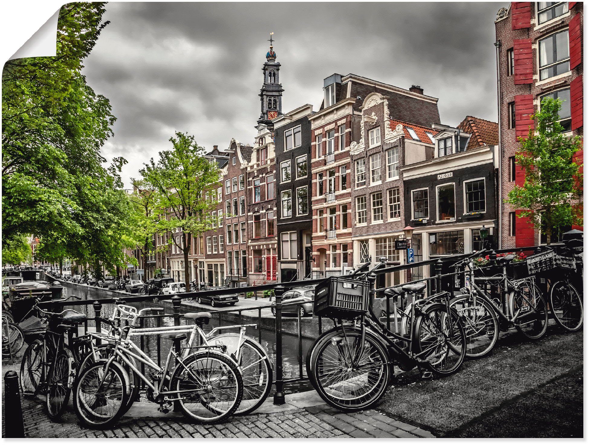Artland Wandbild Amsterdam Bloemgracht, Fahrräder (1 St), als Leinwandbild, Wandaufkleber oder Poster in versch. Größen