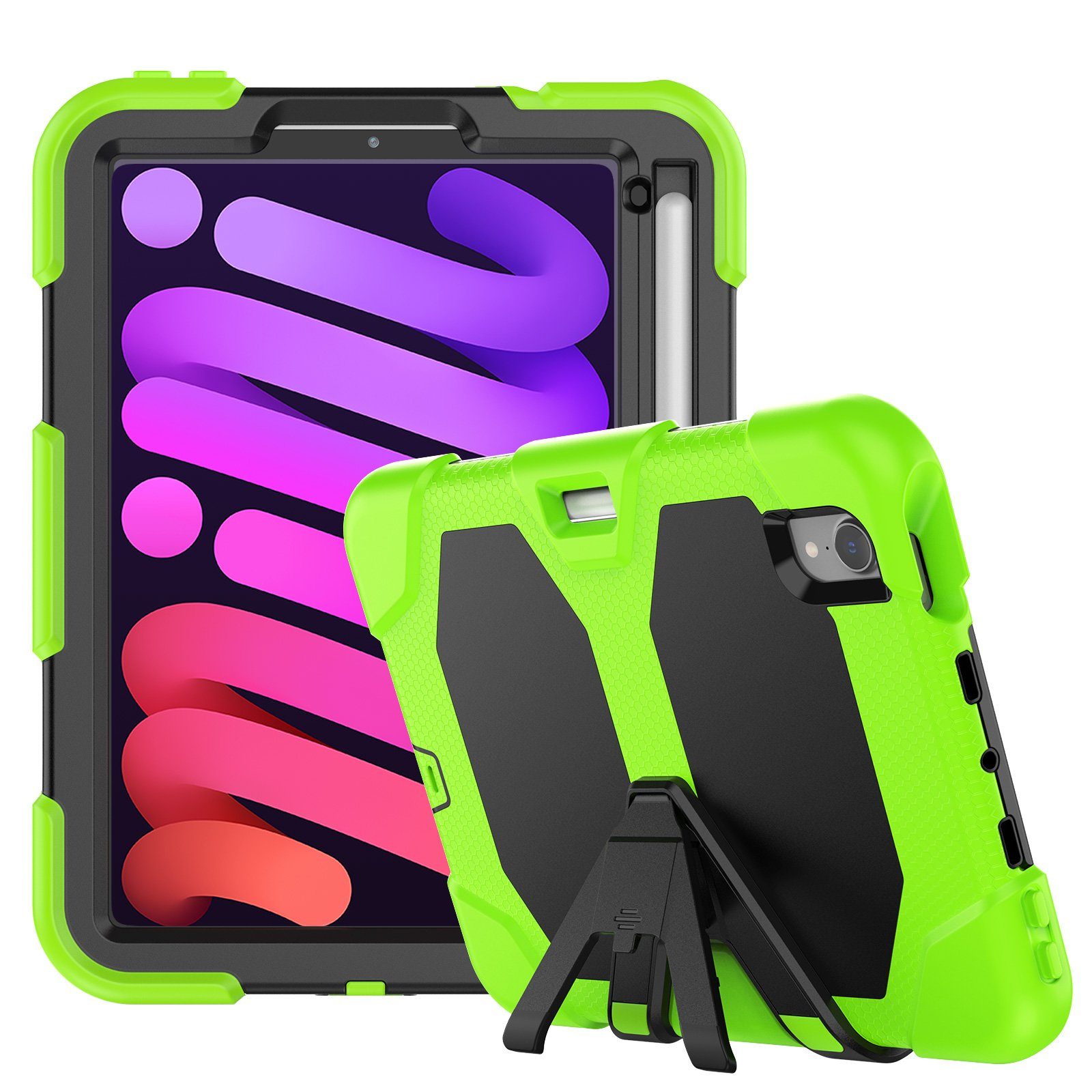 Lobwerk Tablet-Hülle 3in1 Hülle für Apple iPad Mini 6 2021 6 Generation 8.3 Zoll, Sturzdämpfung, Aufstellfunktion, Outdoor