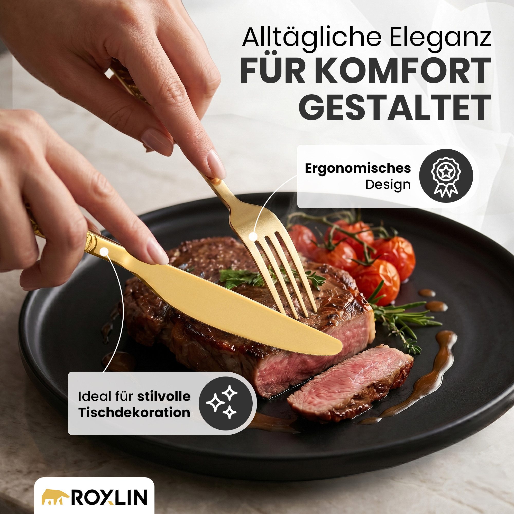 Roxlin Besteck-Set 30-teiliges Edelstahl-Besteckset modern & elegant 4 Farbe, 6 Personen, Edelstahl – Bild 5 von 5