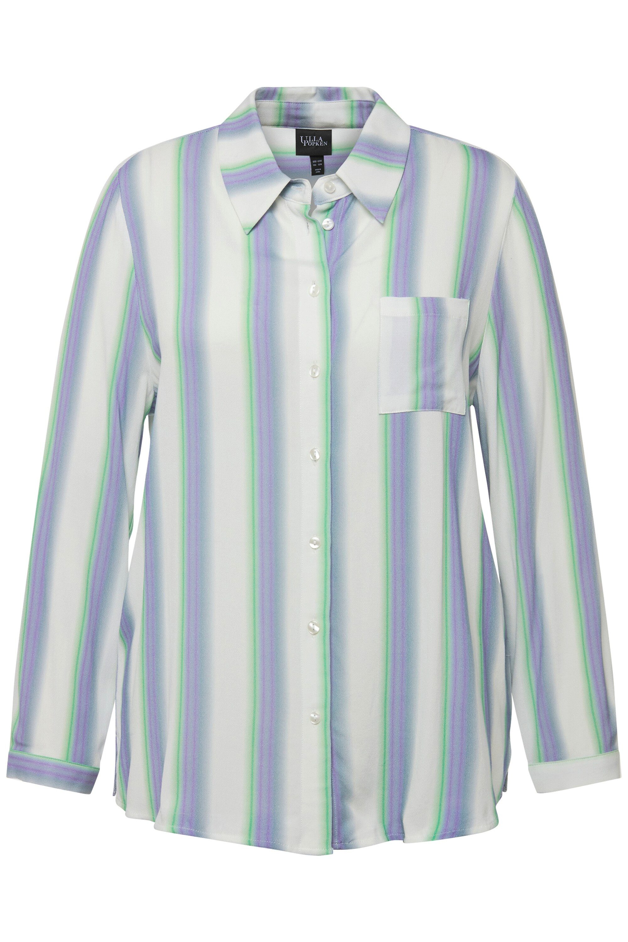 Ulla Popken Hemdbluse Hemdbluse Streifen Hemdkragen günstig online kaufen