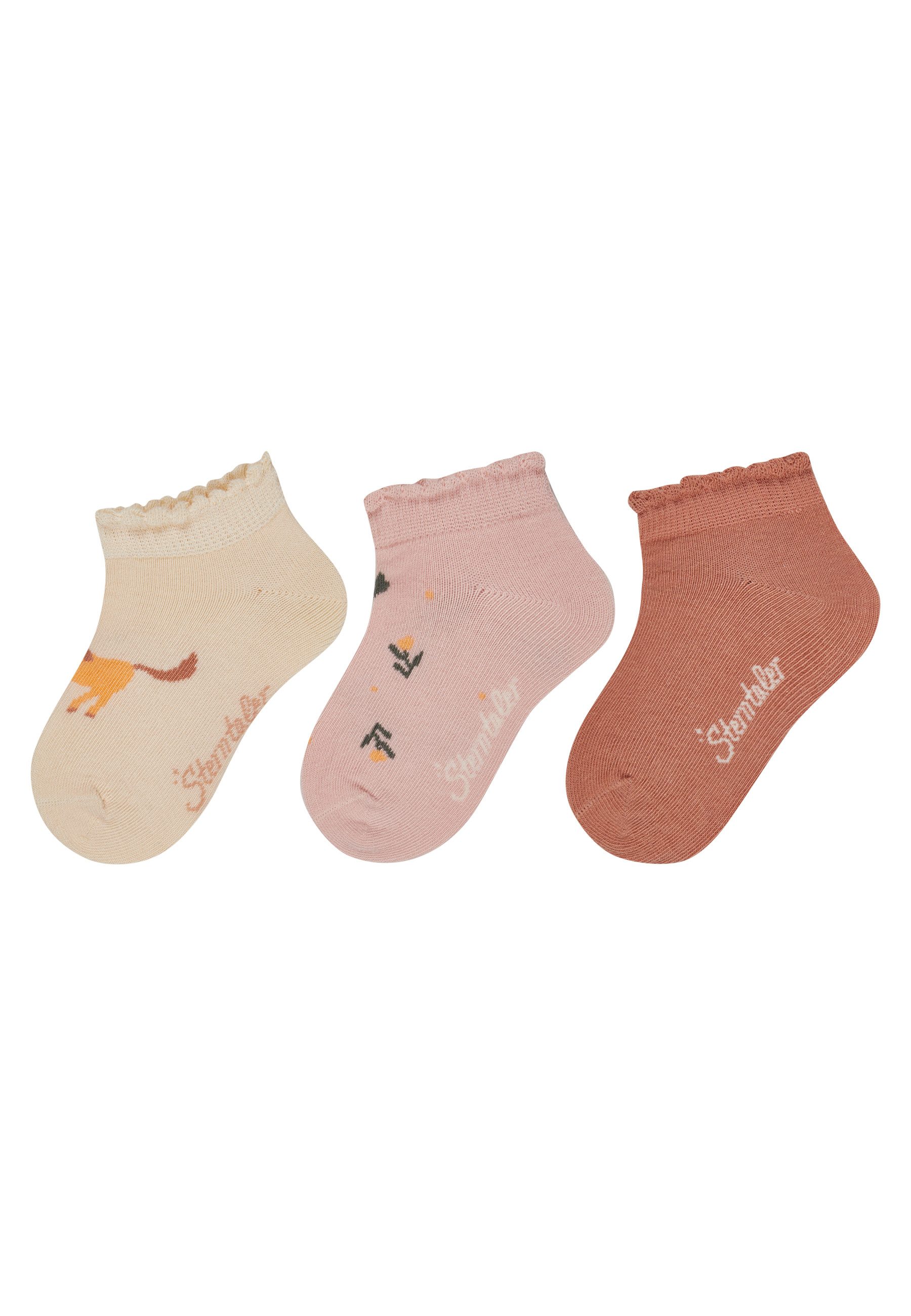 Sterntaler® Sneakersocken Sneaker Socken 3er-Pack Pferd (3-Paar, Sneaker Socken 3er-Pack Pferd) Sneaker Socken 3er Pack mit Pferd, Blumen & Uni, Baumwolle, elastisch
