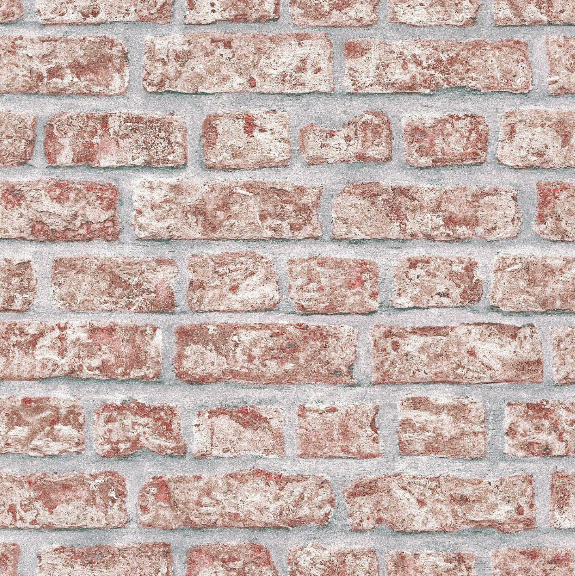 WOW Vliestapete Steine, geprägt, Steinoptik, (1 St), Rot - 10m x 52cm