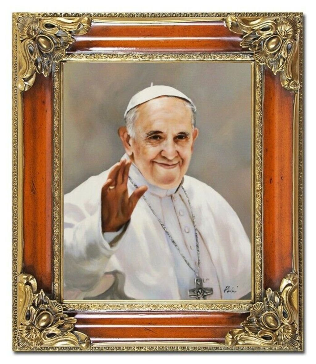 JVmoebel Ölbild Religion Papst Franziskus Handarbeit Ölbild Bild Ölbilder Sofort, (1 St)