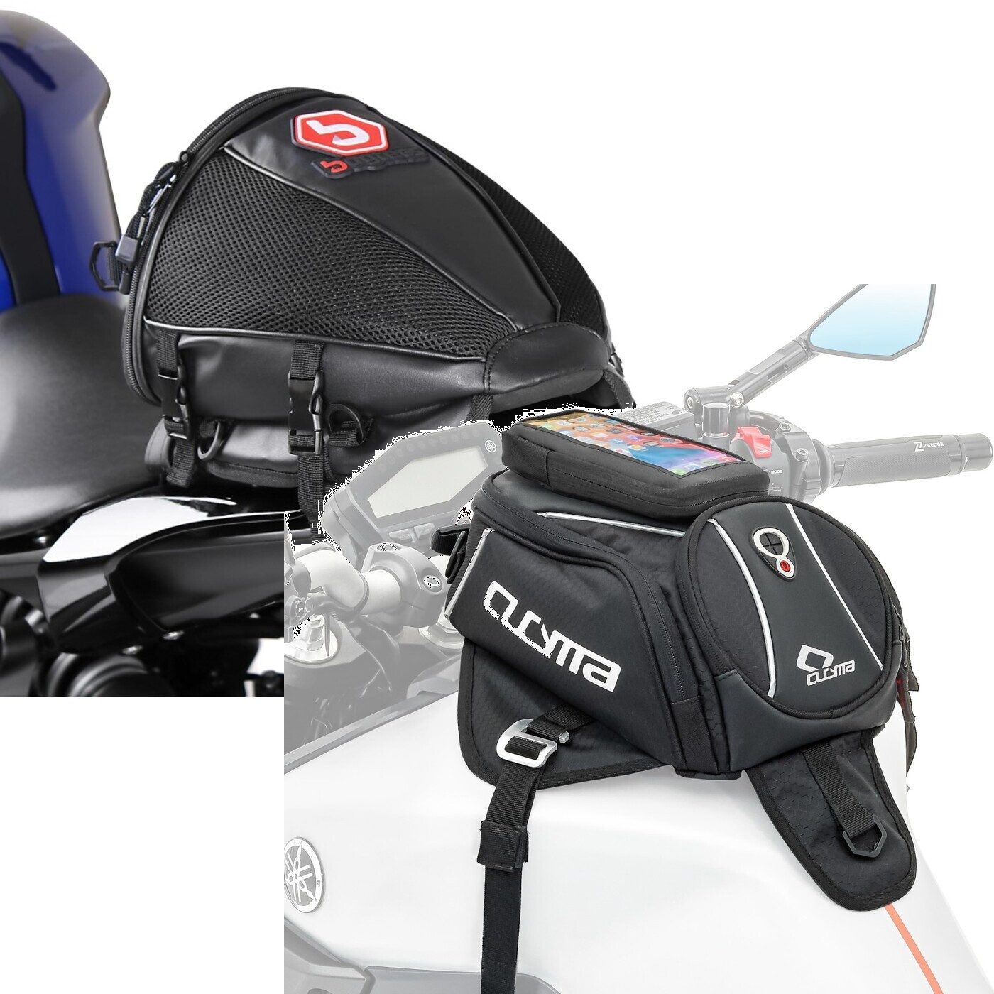 Bagtecs Reisetasche Set: Hecktasche Race passend für Soziussitz + Tankrucksack Magnet TR6