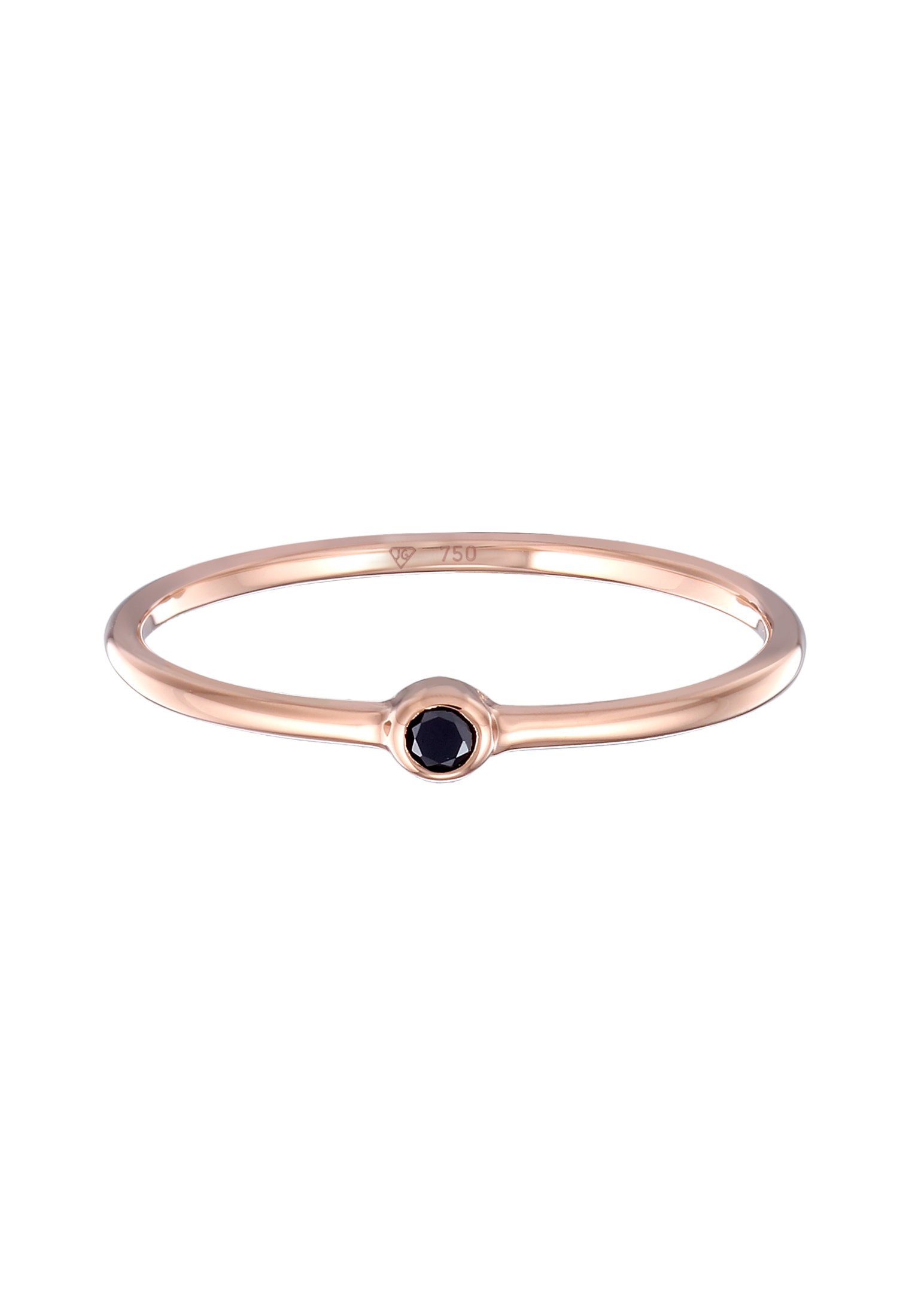 Elli DIAMONDS Diamantring Diamant Schwarz Brillantschliff (0.03 ct) 750 Rosegold
