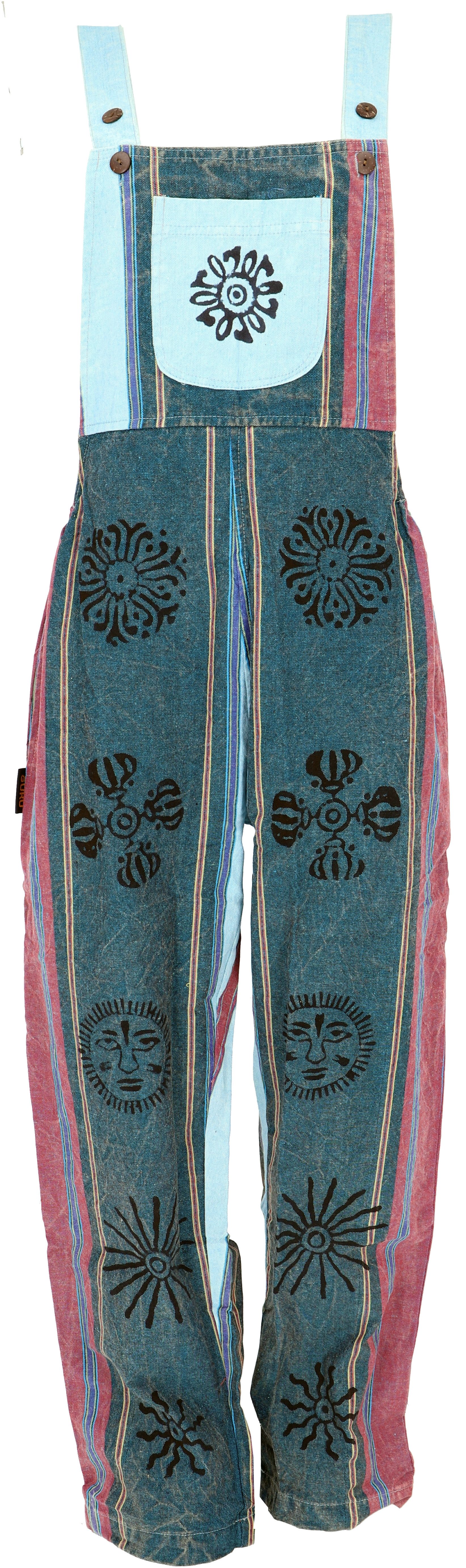 Guru-Shop Relaxhose Latzhose, Ethno Style Boho oversize Einteiler,.. alternative Bekleidung