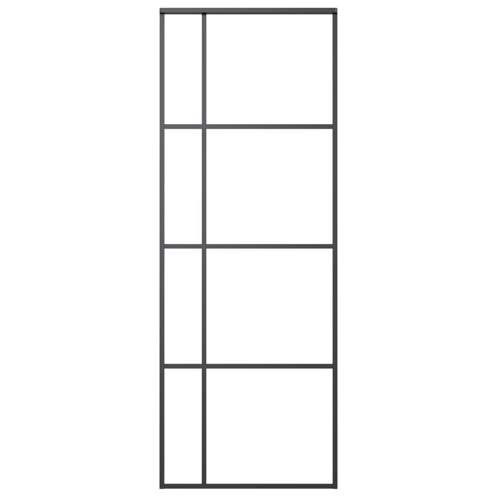 vidaXL Zimmertür 76 x 205 cm Schiebetür ESG-Glas und Aluminium mattiert 90x205 cm Schwa