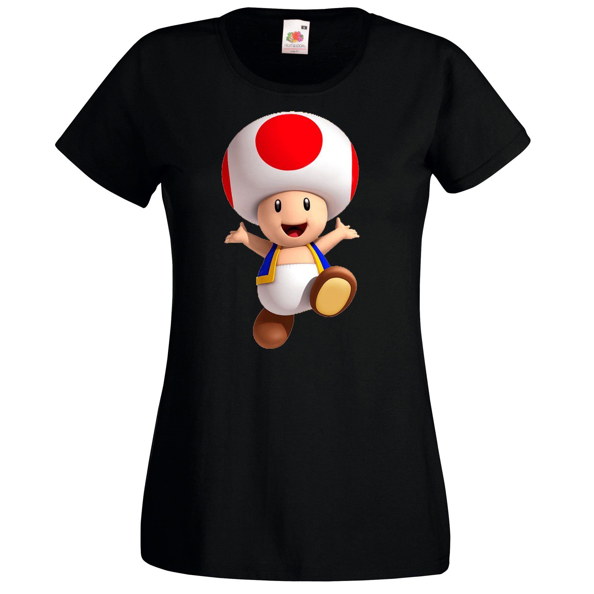 Youth Designz T-Shirt Toad Fun Damen T-Shirt mit lustigem Gaming Print Schwarz