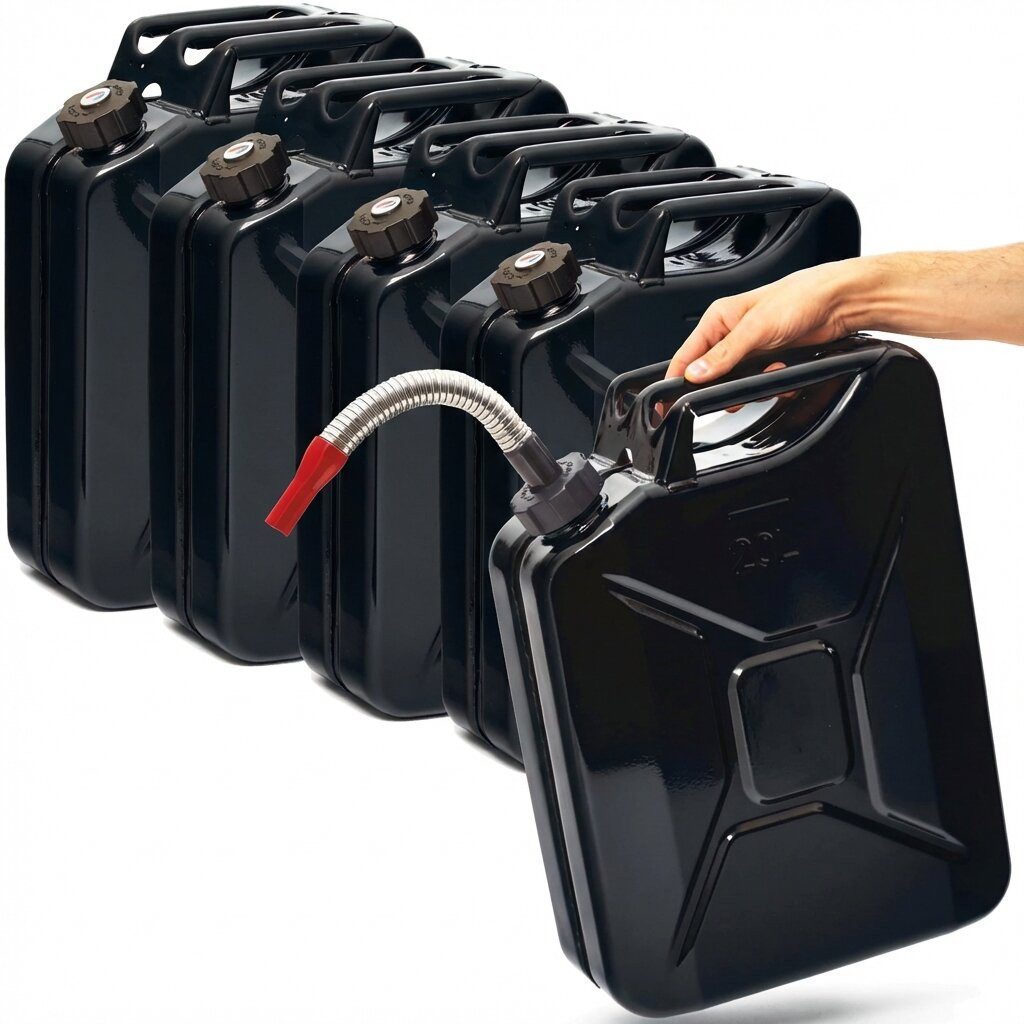 BW Benzinkanister Metall 20 L mit Schraubverschluss mit Ausgießer (mit Ausgießer, Made in Europe), TÜV-geprüft und UN-Zulassung
