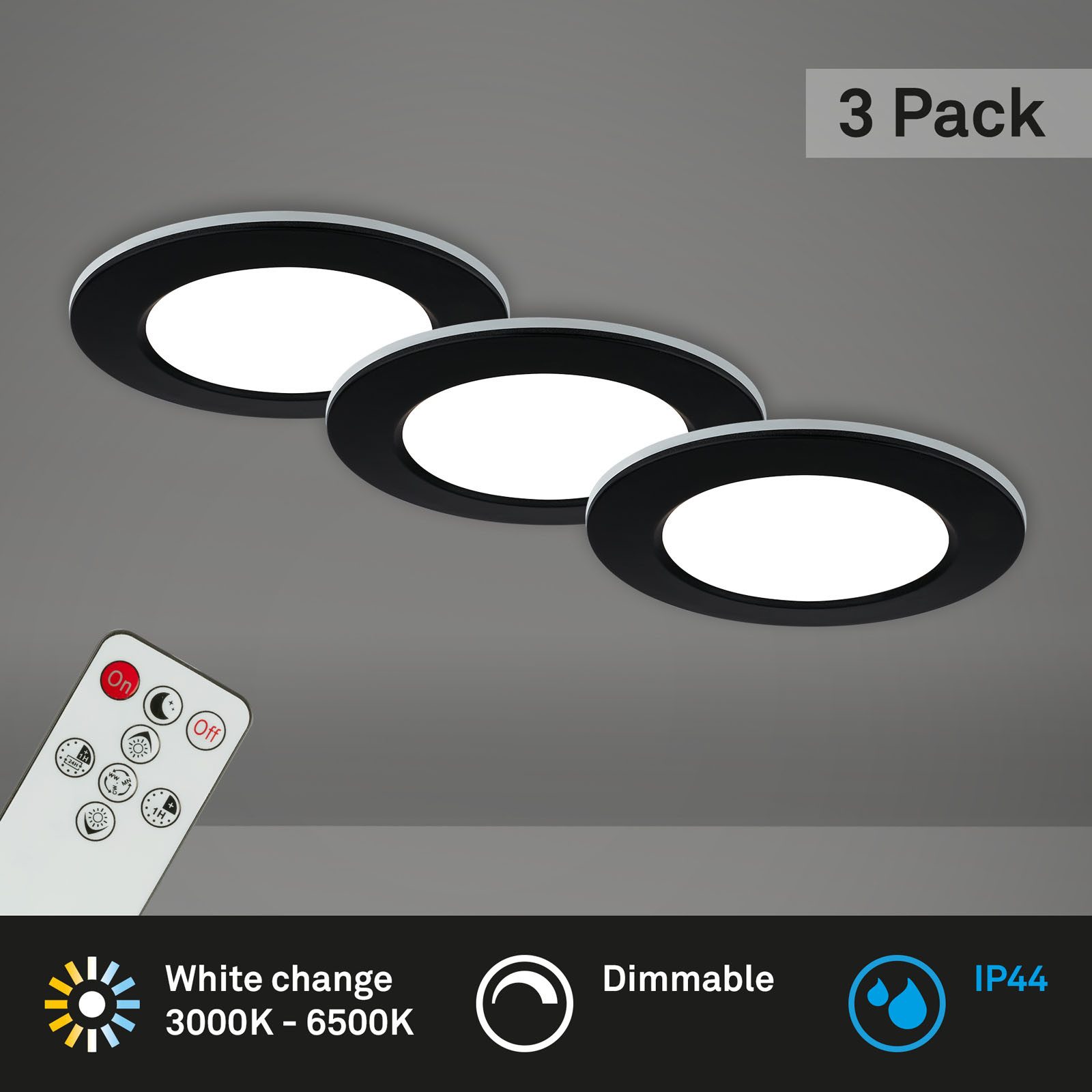 Briloner Leuchten Einbauleuchte LED Einbaustrahler Extra-Warmweiß Badezimmer Flur, LED fest integriert, 2700K - Extra - Warmweiß, Einbauleuchten Bad, 92x45 mm, Chrom-Matt, 4,8W, Badezimmer, Flur