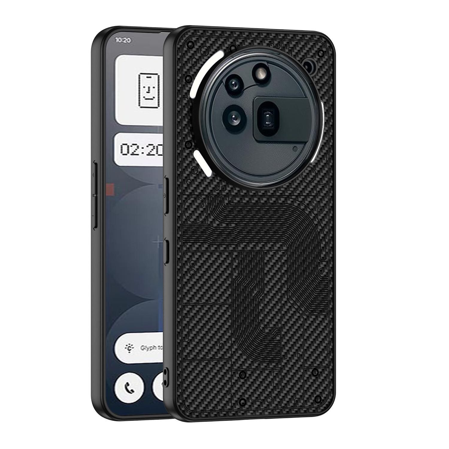 Wigento Handyhülle Für Nothing Phone 3a Pro GKK Skin Feel Kunstleder Schutz Hülle Carbon, Skin Feel Kunstleder Hülle