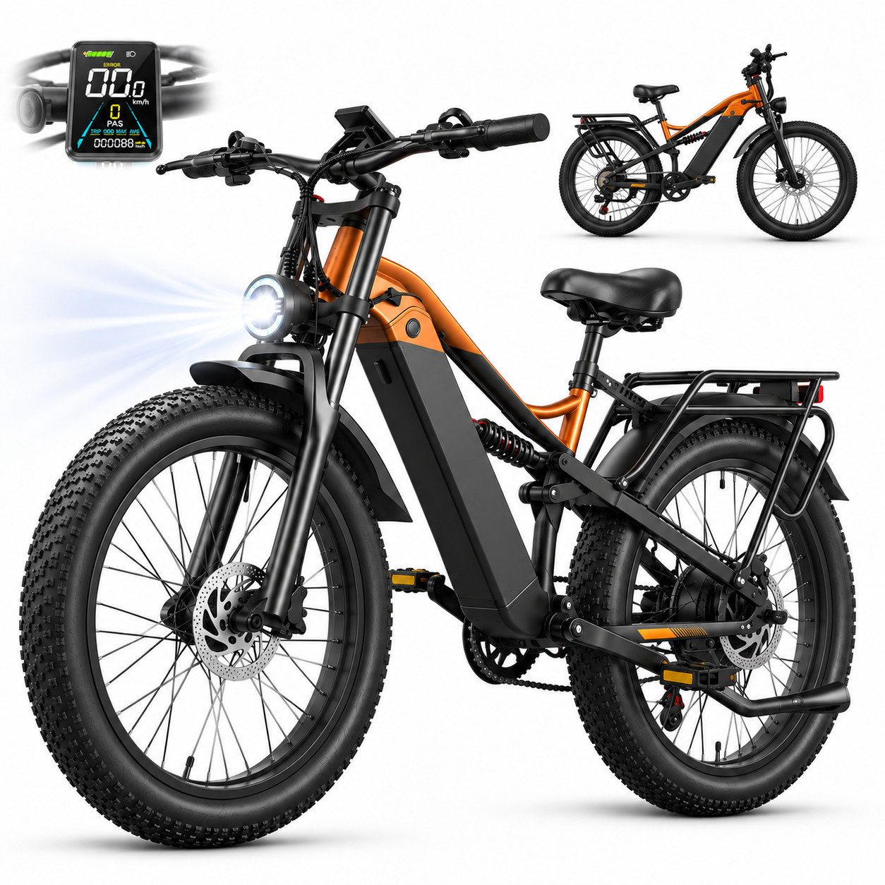 OOTD E-Bike Fatbike 26"*3.0 elektrobike, 48V 20Ah Akku bis 150 km, 500W Motor, 80 Nm, (1 tlg)
